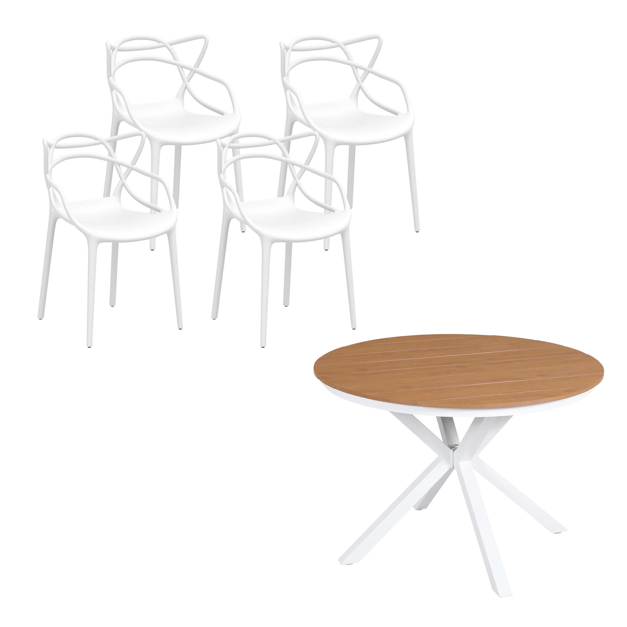 3 Gardeon 5PCS Outdoor Dining Set Table and Chairs Patio Garden Furniture Entwine - White, 3 of 8