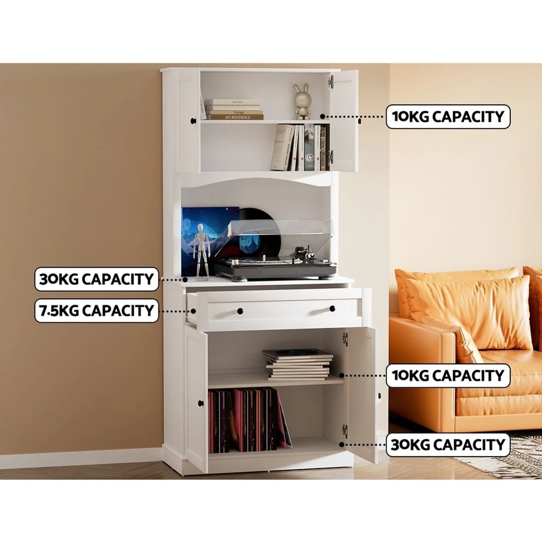 7 Artiss Buffet Sideboard Hutch Cabinet - White, 7 of 8