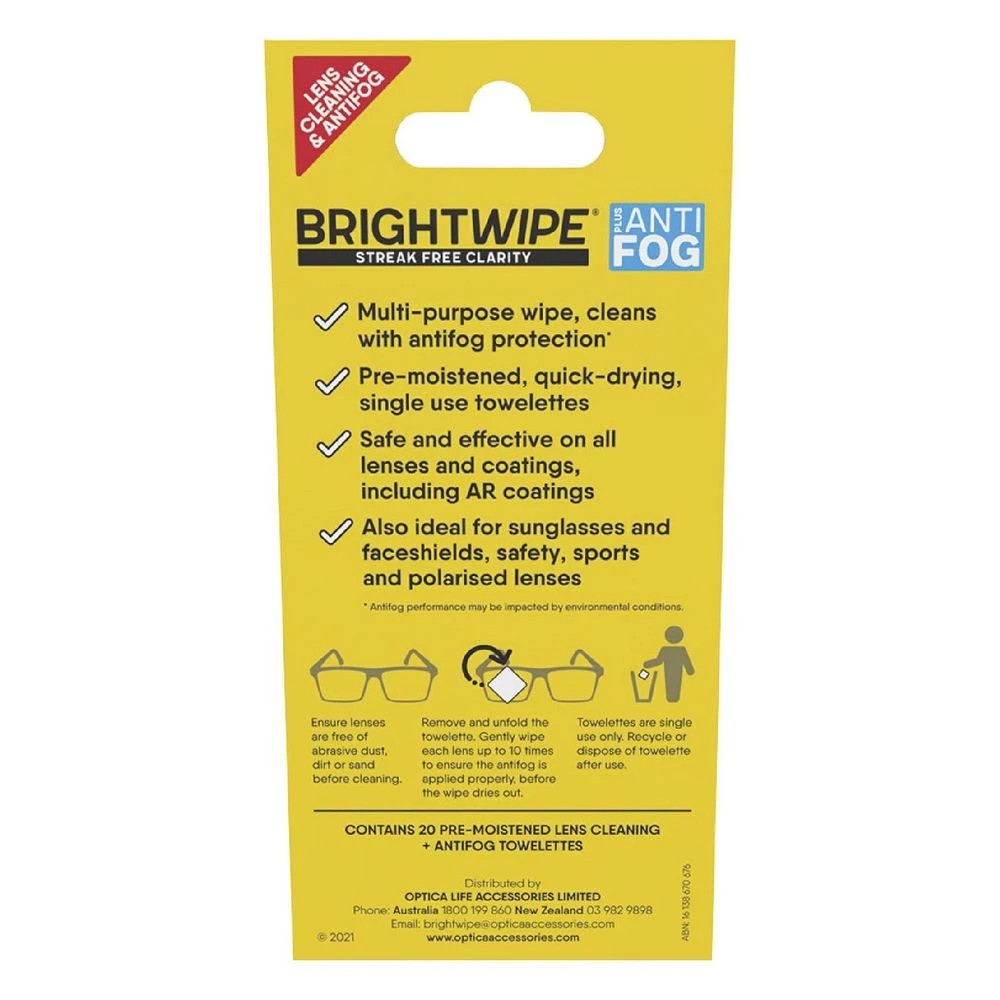 2 Brightwipe Anti-Fog Lens Cleaning Wipes 20 Pack, 2 of 4