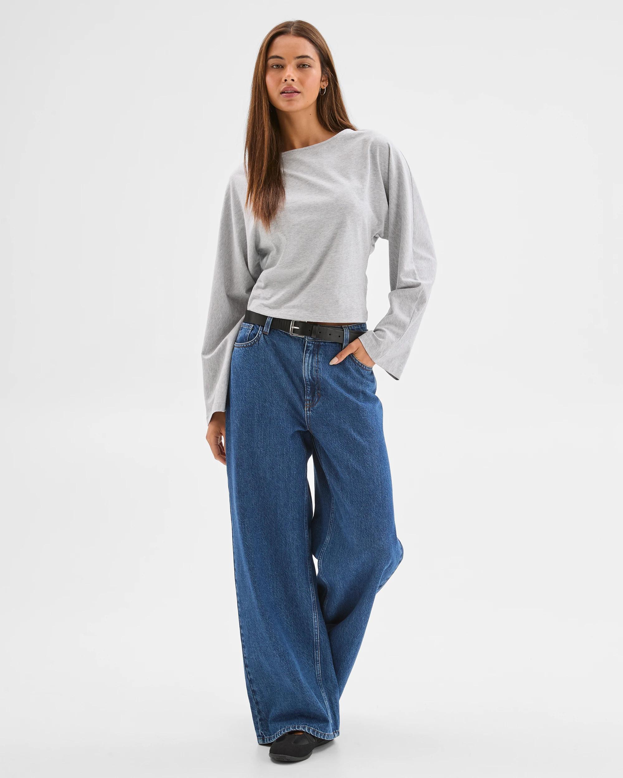 1 Lily Loves Australian Cotton Cinch In Long Sleeve Top GREY MARLE, 1 of 6