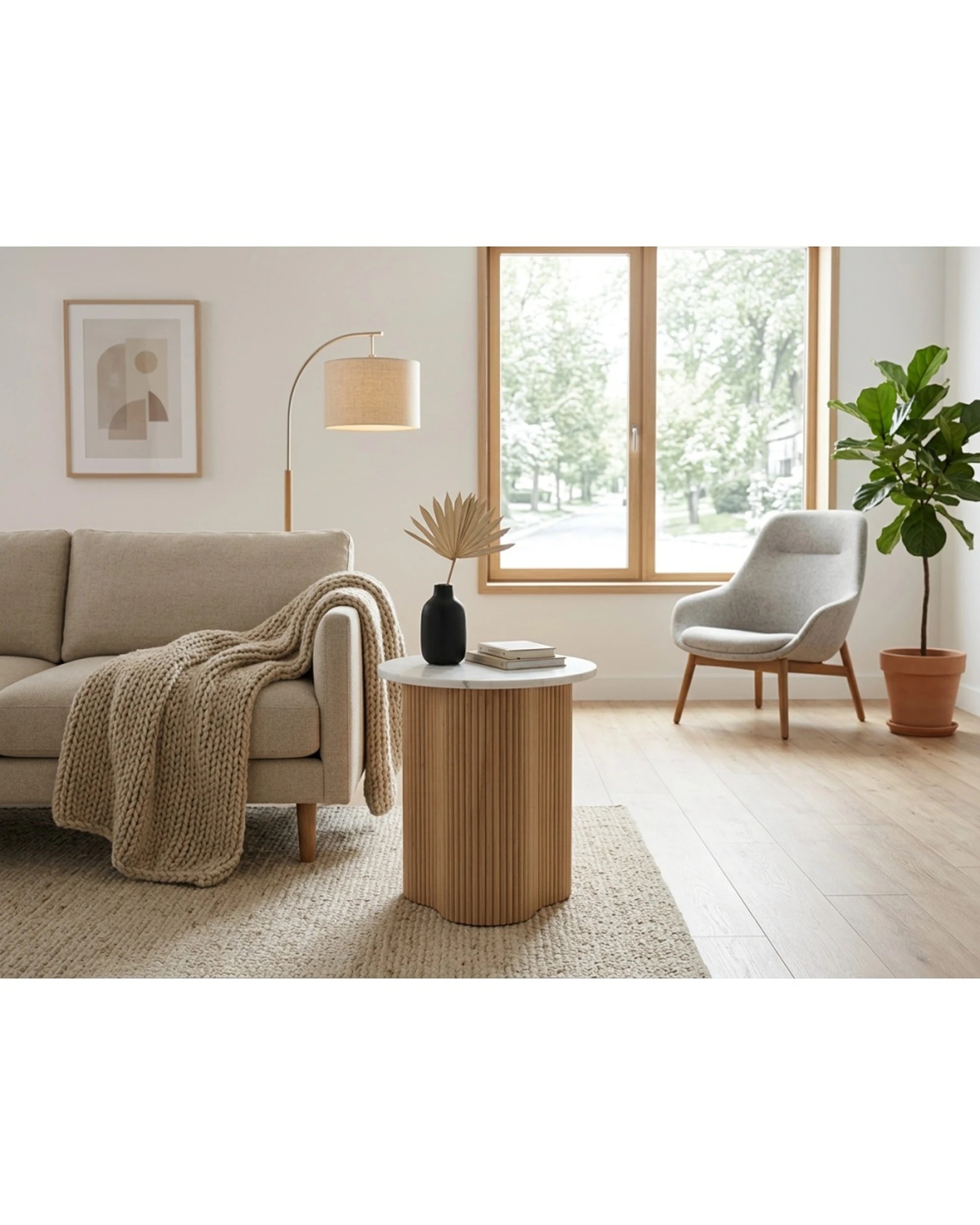 4 Codu Vero Side Table Oak Marble 60x50x50cm - Natural, 4 of 9