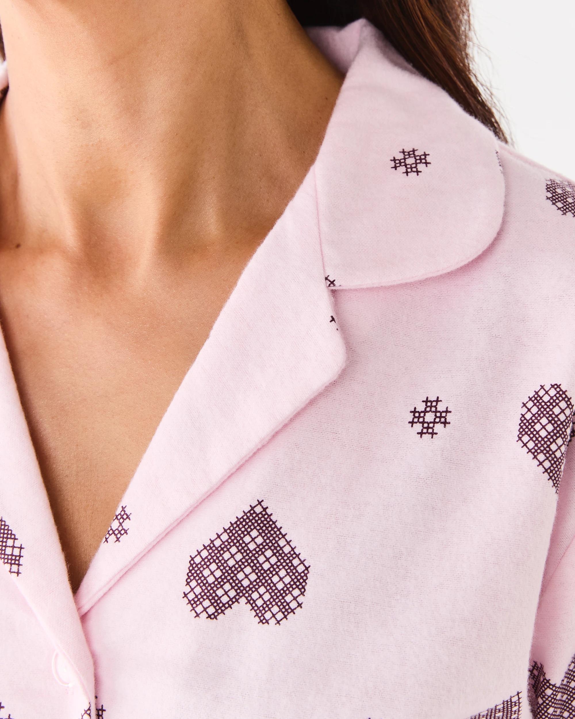 6 Cotton Print Flannel Pyjama Set Stitch Hrt, 6 of 7