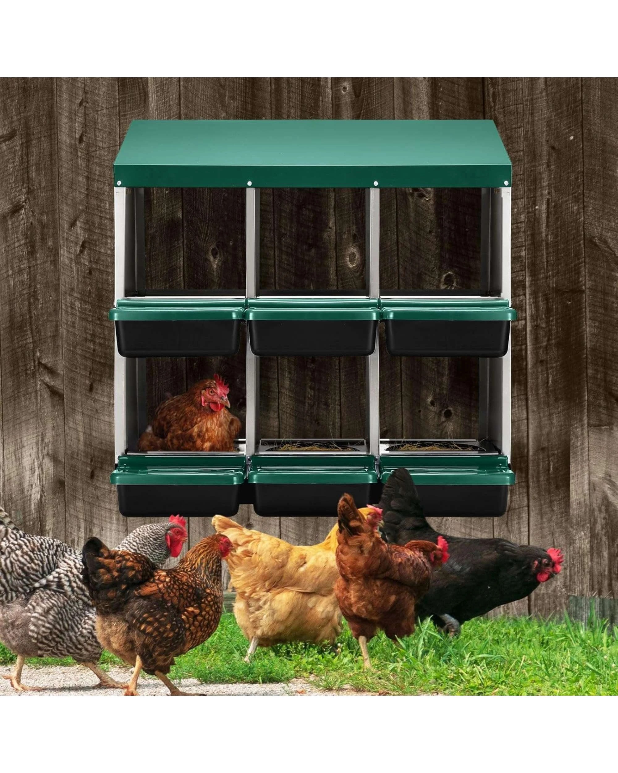 4 Advwin 6 Holes Chicken Nesting Boxes Chicken Egg Laying Box Egg Collection, 4 of 8