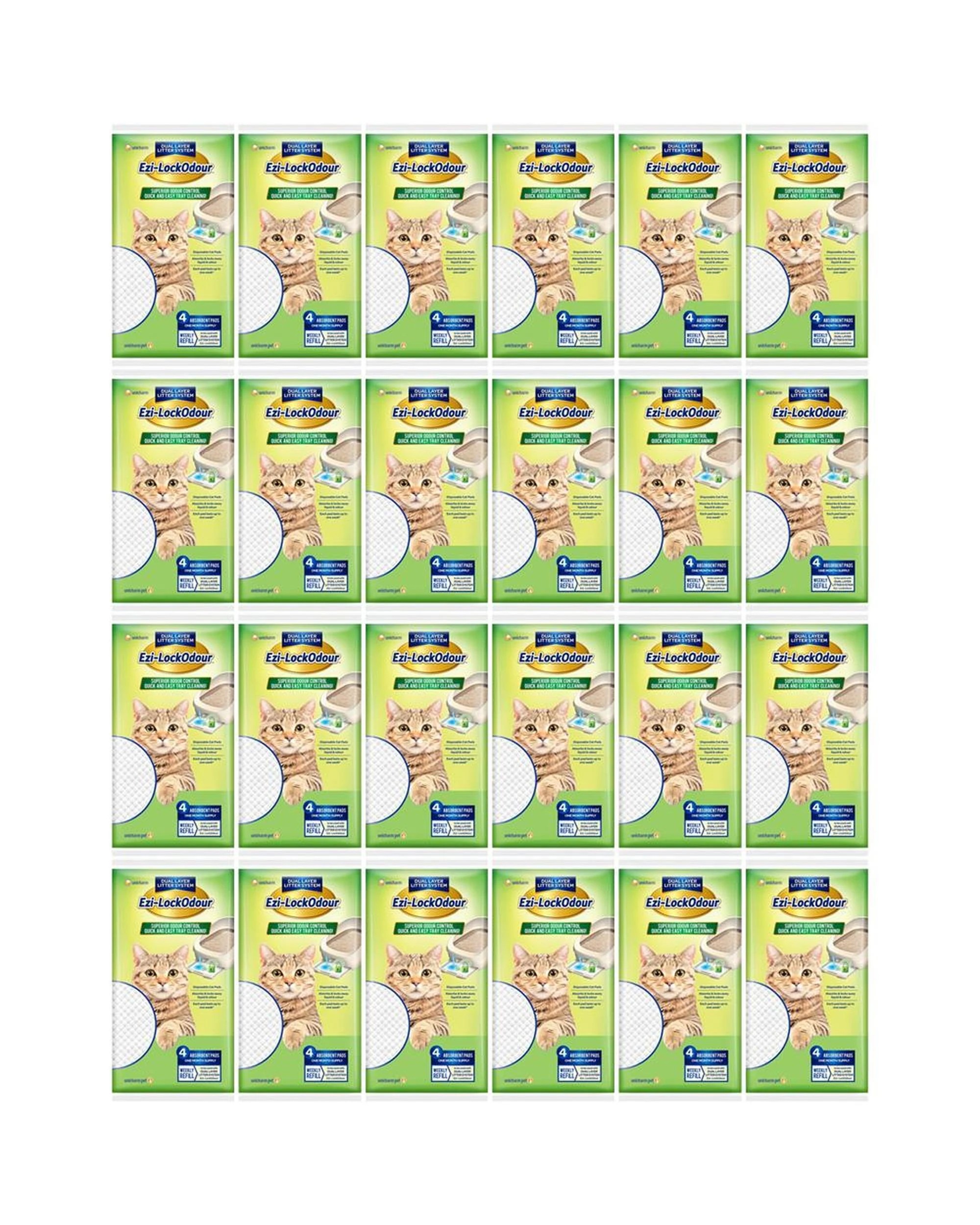 1 24 x Ezi Lockodour Cat Litter System Absorbant Cat Pads 4 Pack BULK PACK, 1 of 1