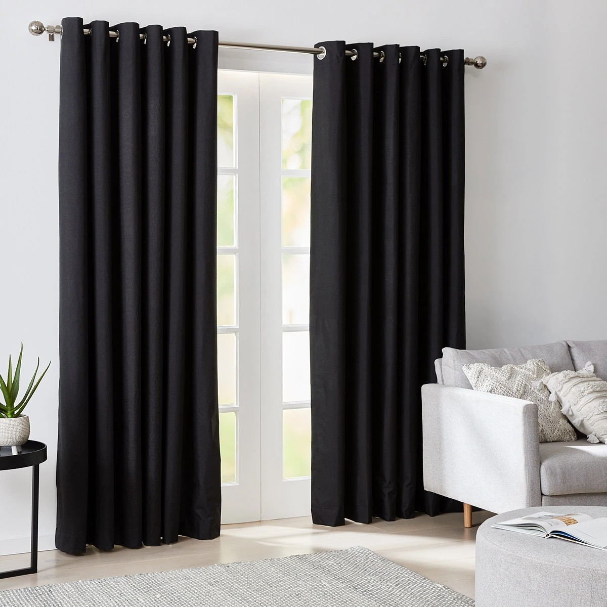 6 Monaco Wide Width Block Out Curtain - Black - 240cm x 213cm, 6 of 6