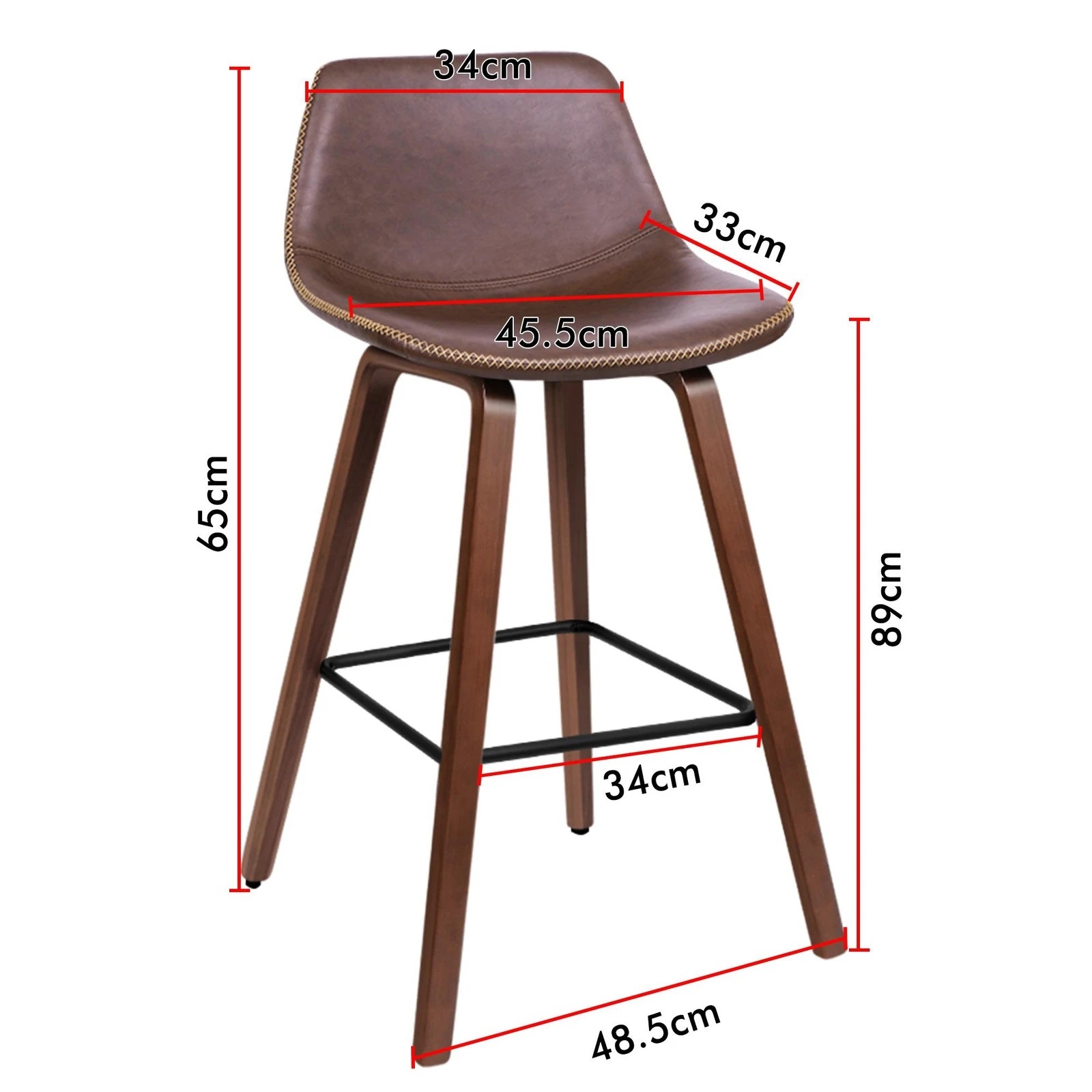 3 Alfordson 4x Wooden Bar Stools Noah Kitchen Dining Chair Vintage Retro - Brown, 3 of 10