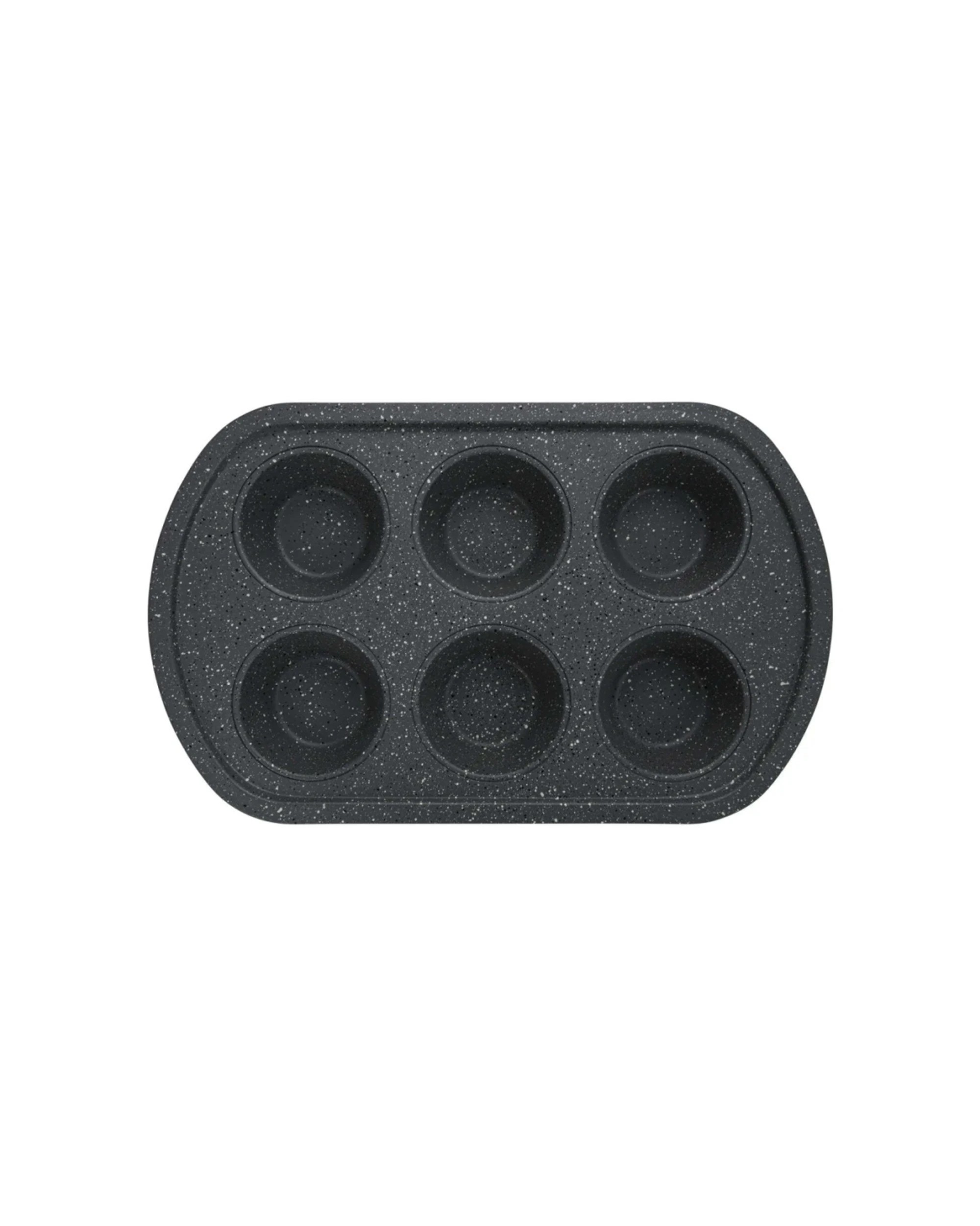 2 Fissman Carbon Steel Non-Stick 6 Cup Muffin Pan 32x20x3.5cm - Black, 2 of 4