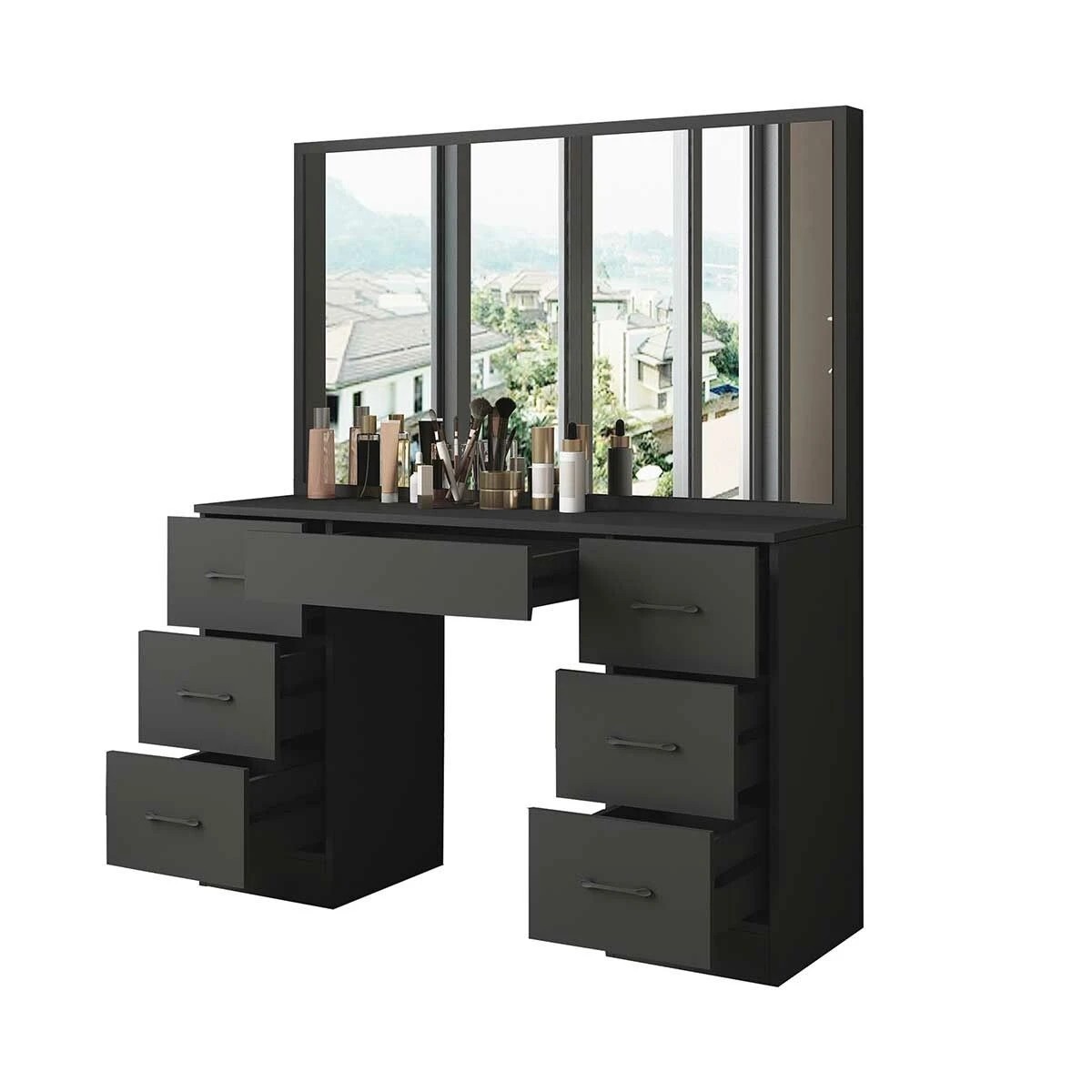9 LUXSUITE Dressing Table Set with Mirror Makeup, 9 of 9