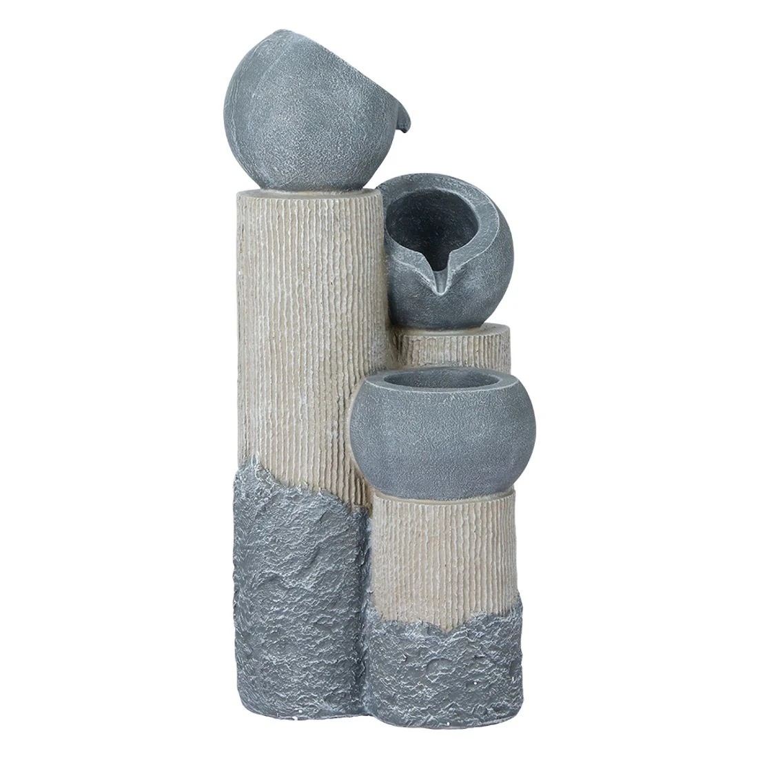 3 Gardeon Solar Water Feature Cascading Fountain 3-Tier Pot LED Lights 76CM - Grey, 3 of 6