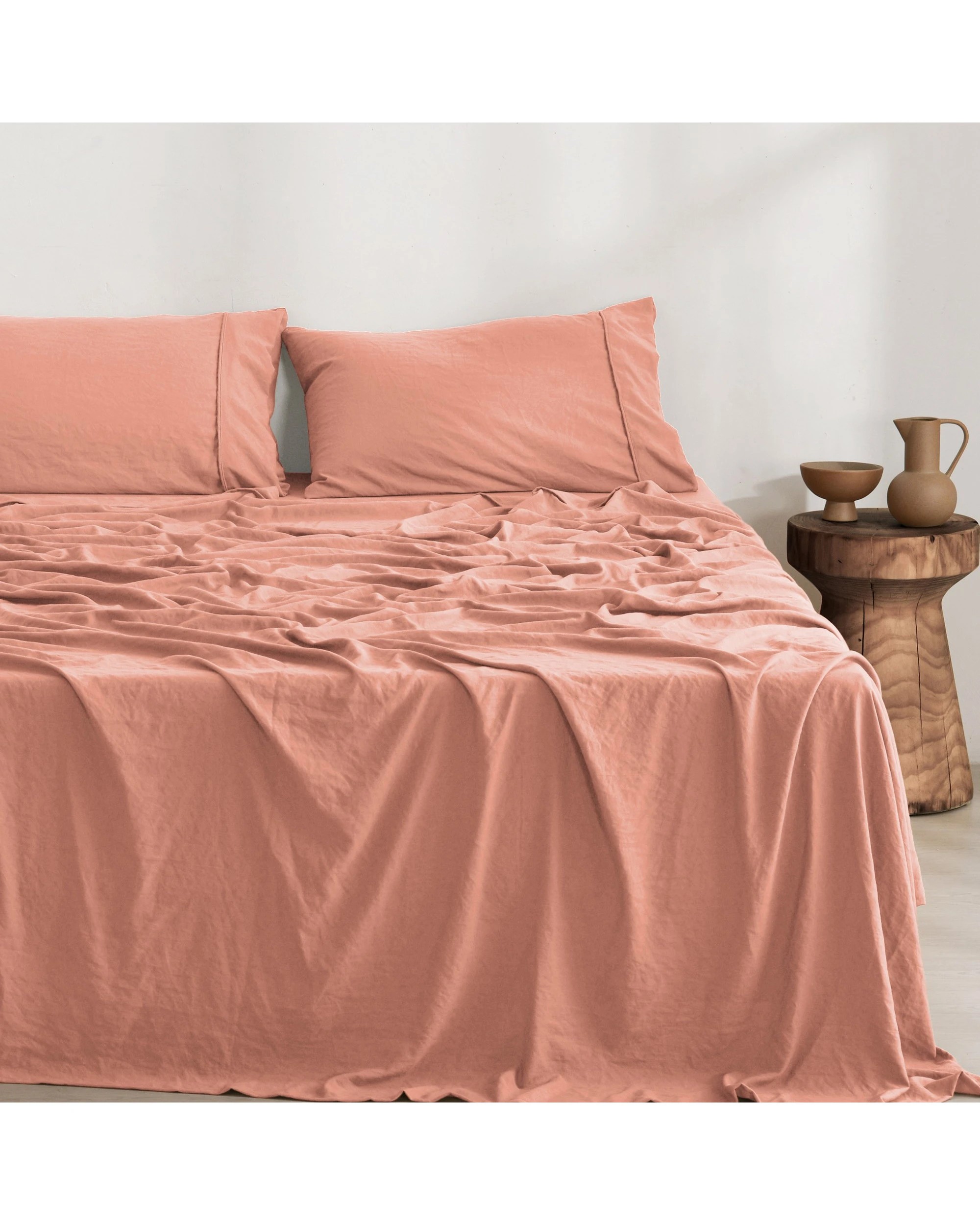 2 Dreamaker Superfine Washed Microfibre Sheet Set - Queen Bed - Pink Clay, 2 of 7