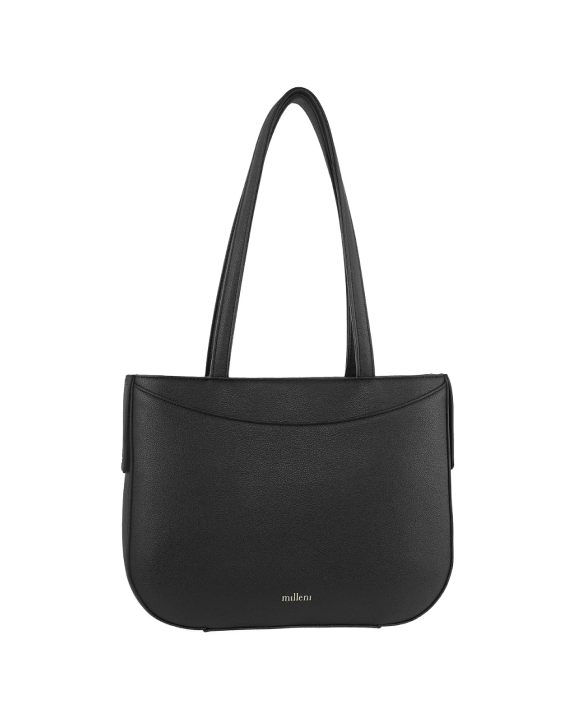3 Milleni Women's Handbag Vegan Leather Fashion Double Shoulder Tote Bag - Black, 3 of 3