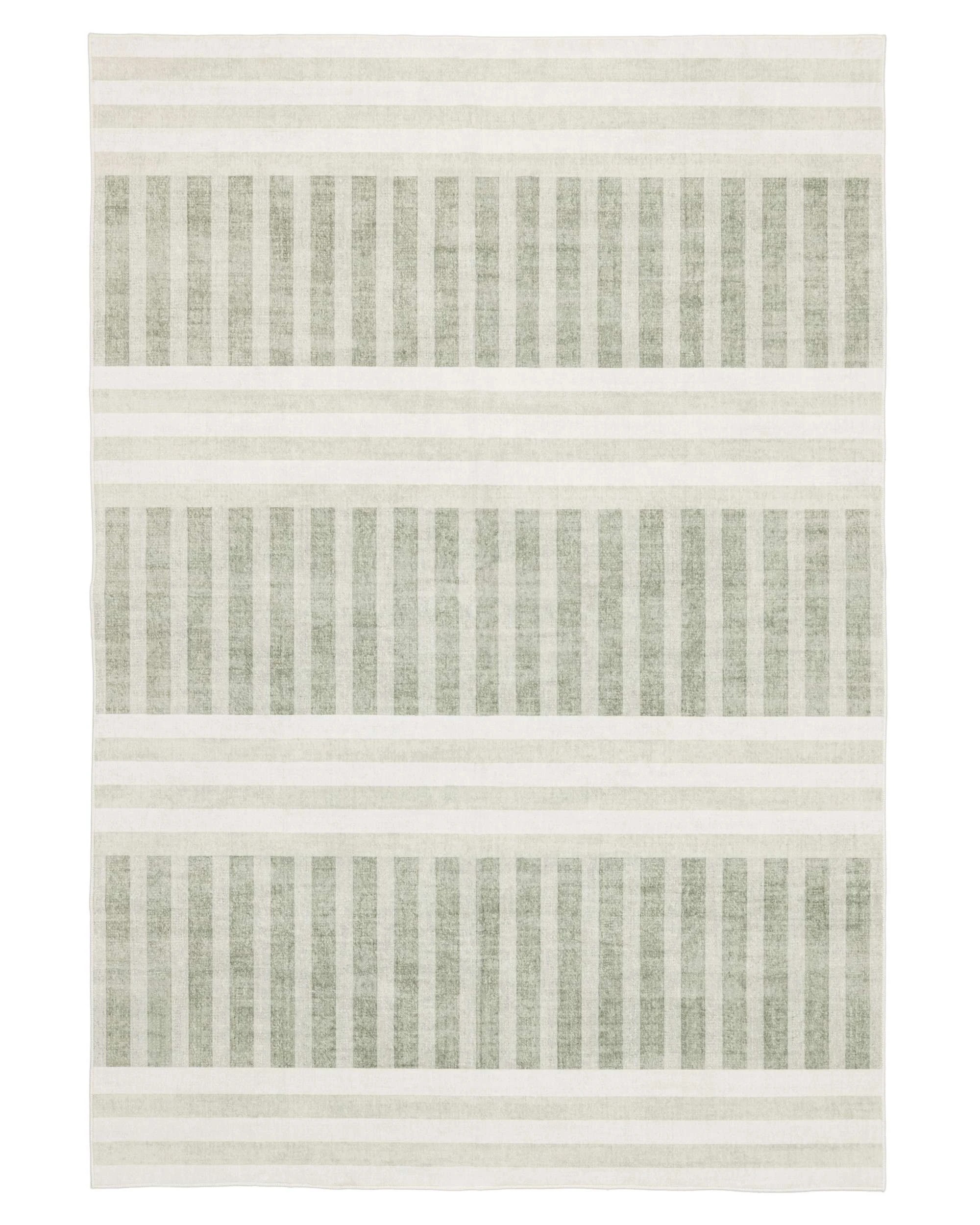 1 Loopsie Ayllon Stripe Printed Washable Rug-370cm x 270cm - Green, 1 of 8