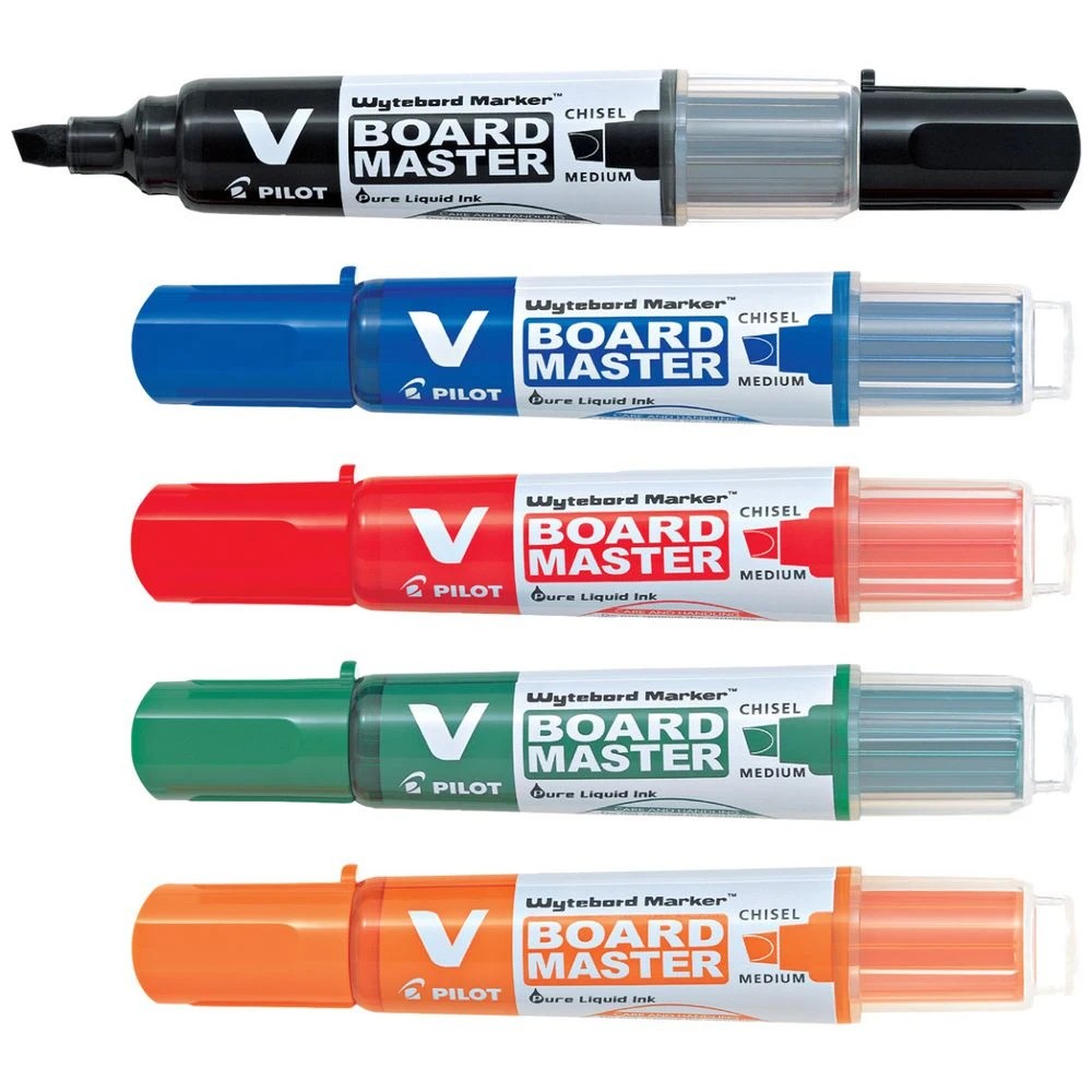 3 PILOT V Board Master Whiteboard Marker Chisel Assorted 5 Pack, 3 of 7