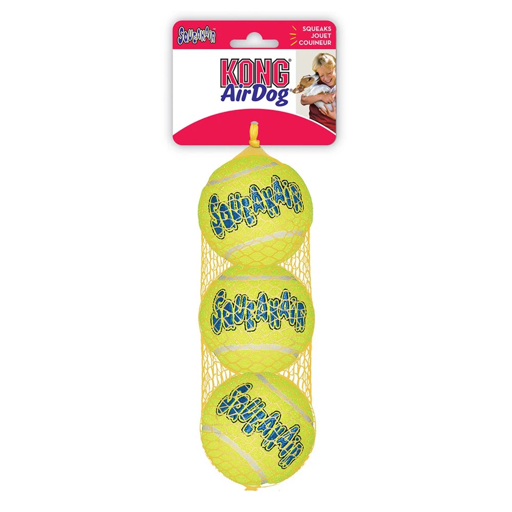 1 Kong Squeakair Nonabrasive Felt Squeaker Balls Toy For Dogs  3 X Medium, 1 of 1