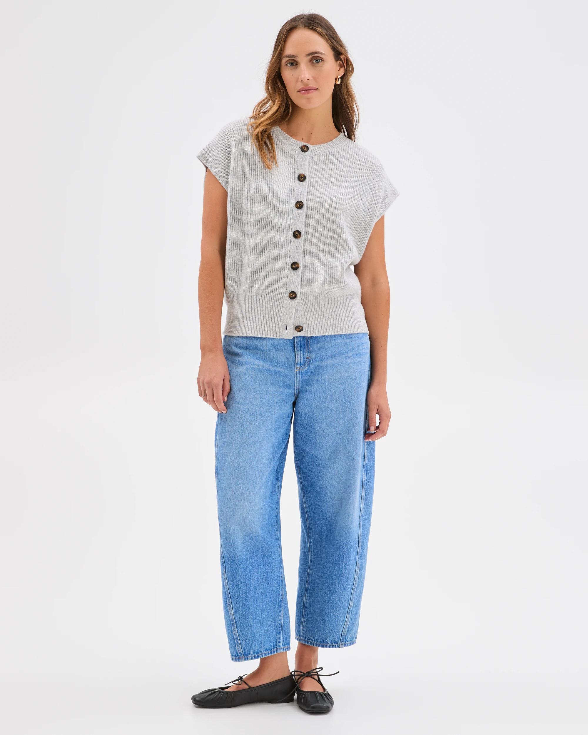 2 Target Woman Australian Lambswool Button Through Vest LIGHT GREY MARLE, 2 of 7