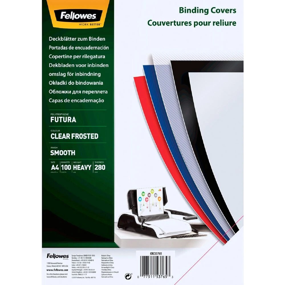 1 Fellowes Binding Covers A4 280 Microns Frost 100 Pack, 1 of 1