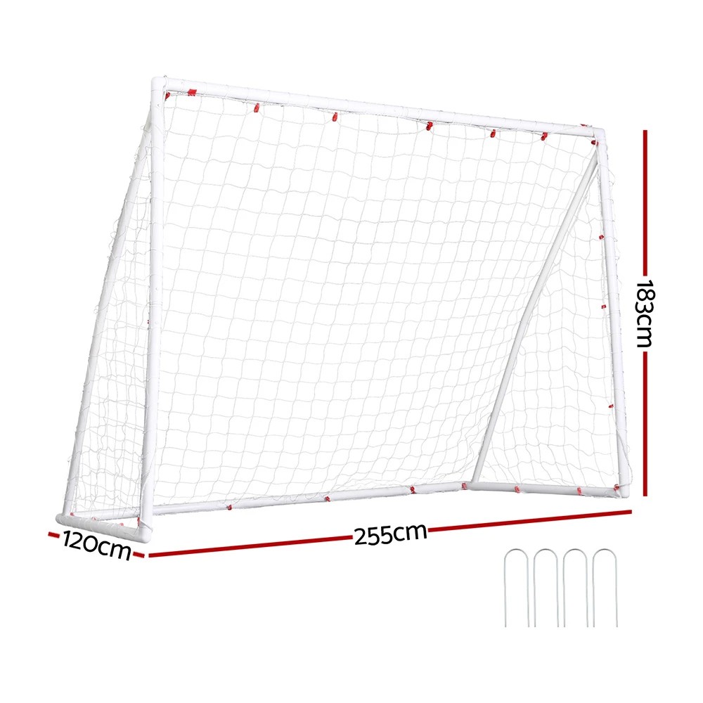 2 Everfit 8FT Soccer Football Goal Net UPVC Frame with PE Mesh Weatherproof Portable Goals for Backyard Training - White, 2 of 6