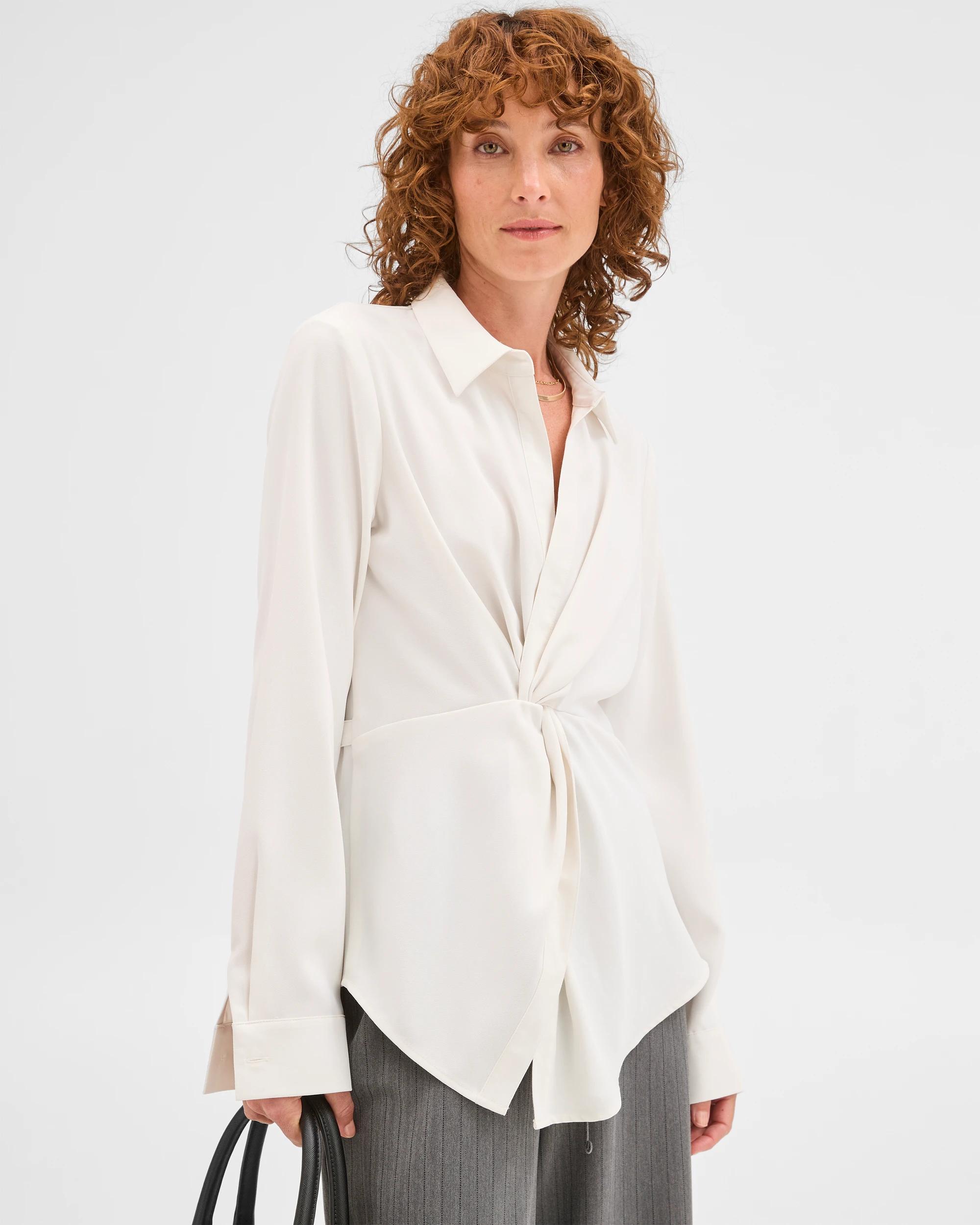 2 Preview Gathered Front Shirt CLOUD DANCER, 2 of 5