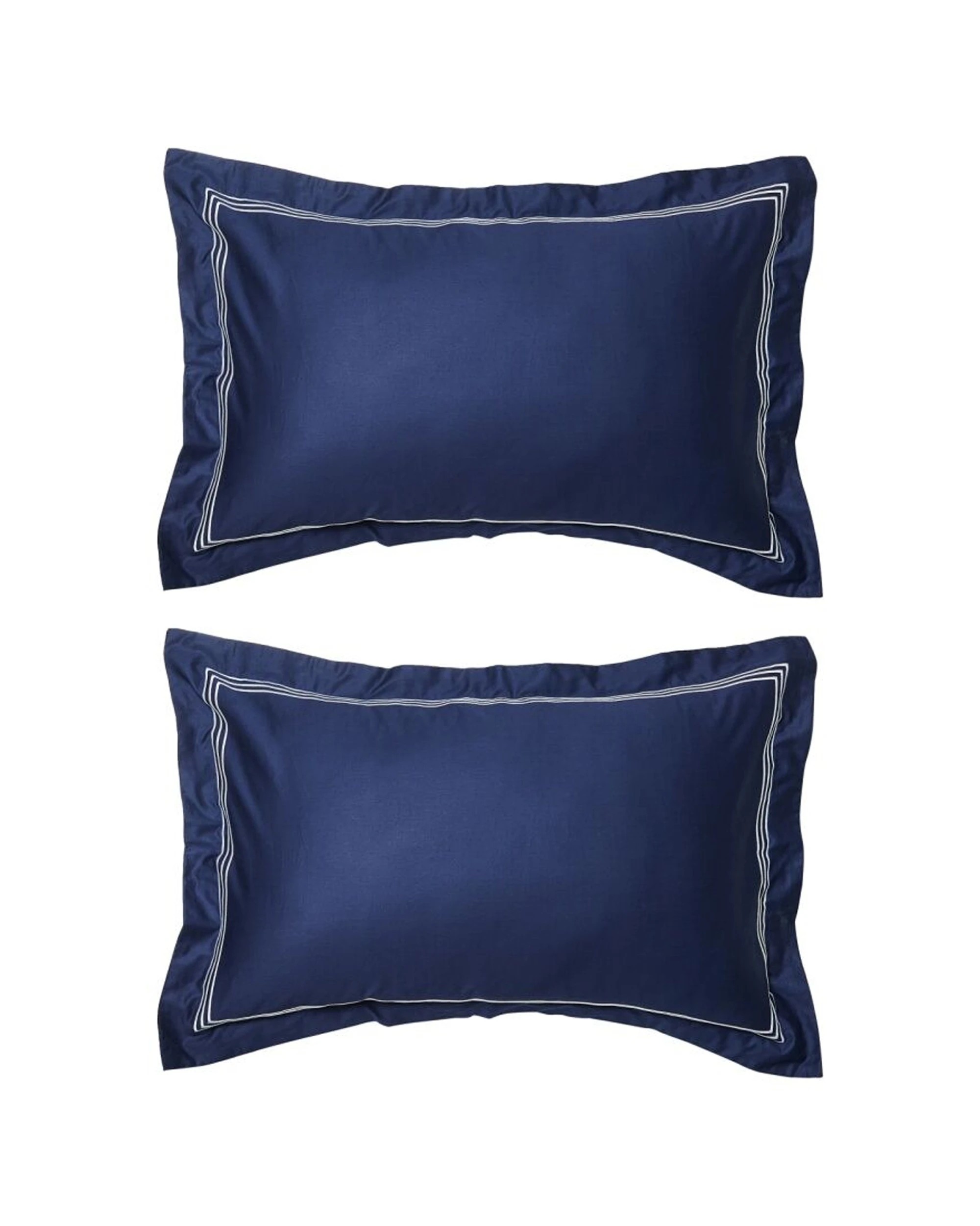 1 Grosvenor House 2PK 500TC Hotel Embroidered Tailored Standard Pillowcase With White - Blue, 1 of 4