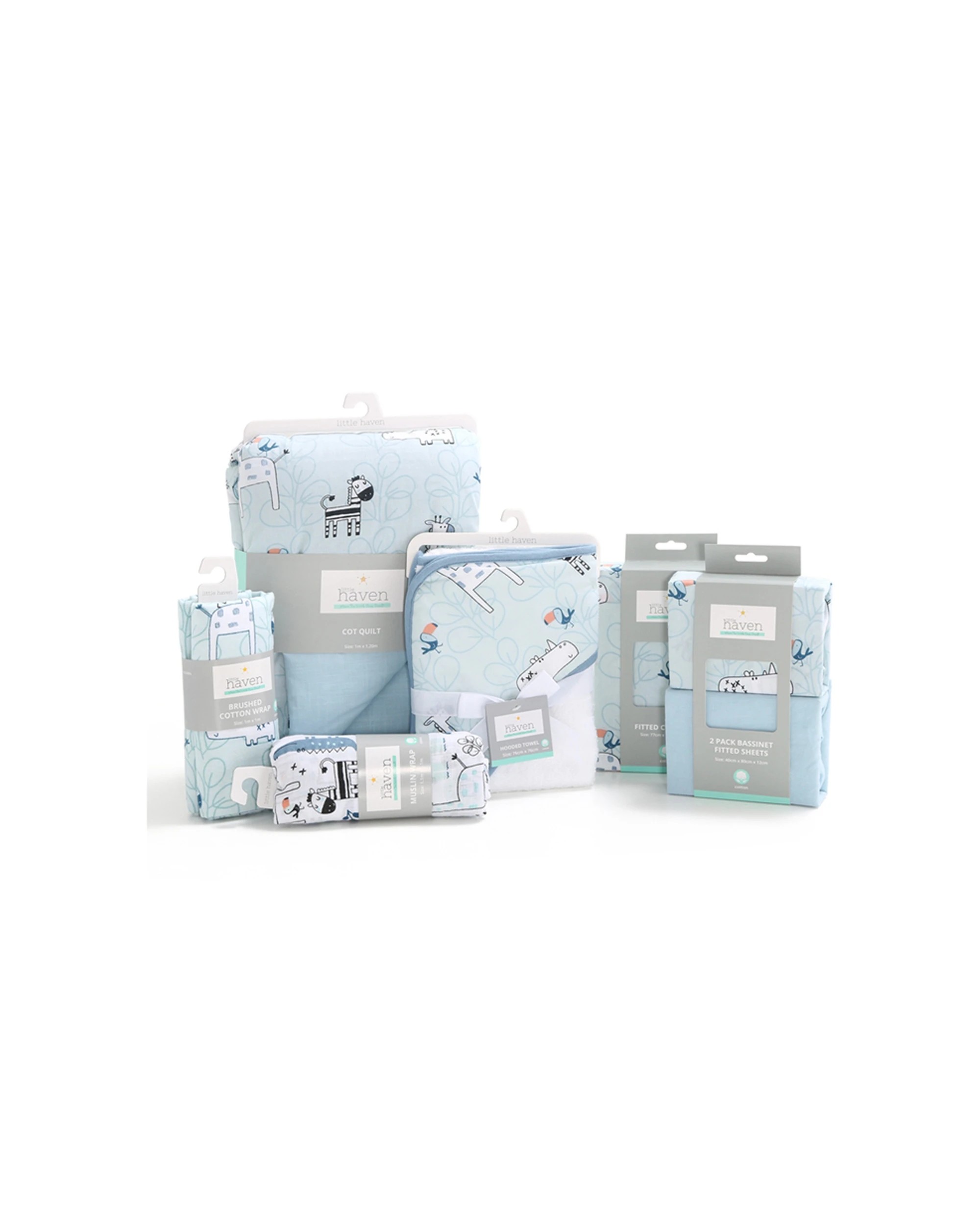 3 Little Haven Baby Cot Quilt Reversible Safari Design 2 Pack Cotton Outer - Blue, 3 of 3