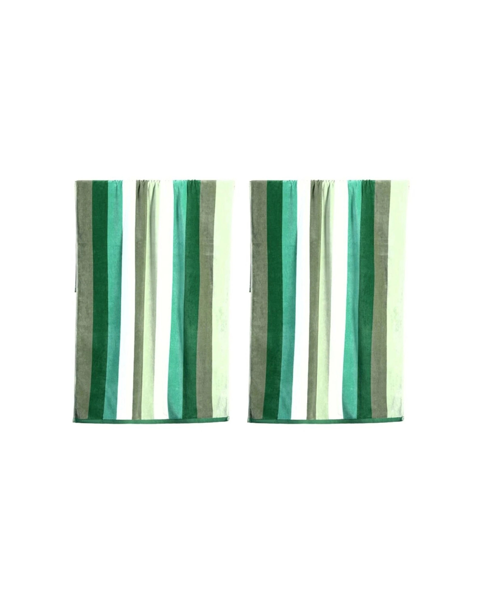 1 Canningvale Sorrentina Velour 2PK 100% Cotton Beach Towel Set 80x160cm Verde - Green, 1 of 4
