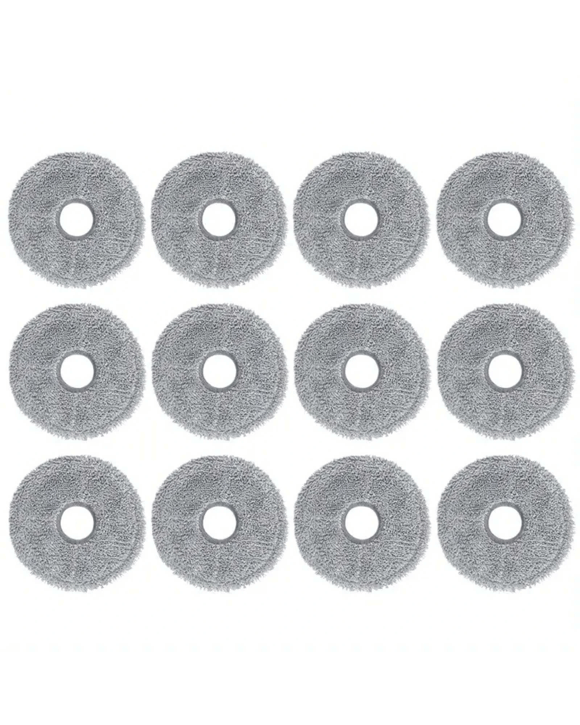 Hygieia 12x Mop Pads For Roborock Saros 10R & Z70 Series Robot Vacuum Cleaners - Grey