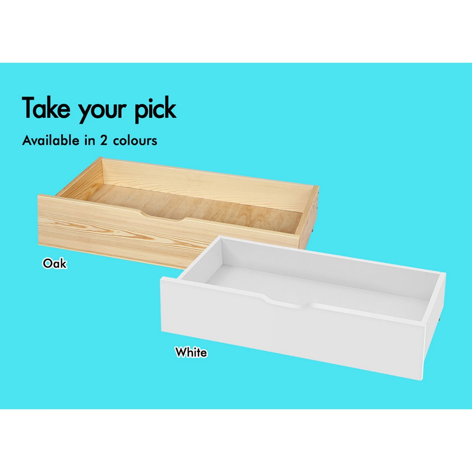 6 Alfordson 2x Storage Drawers Trundle for Wooden Bed Frame Base Timber - Natural, 6 of 7