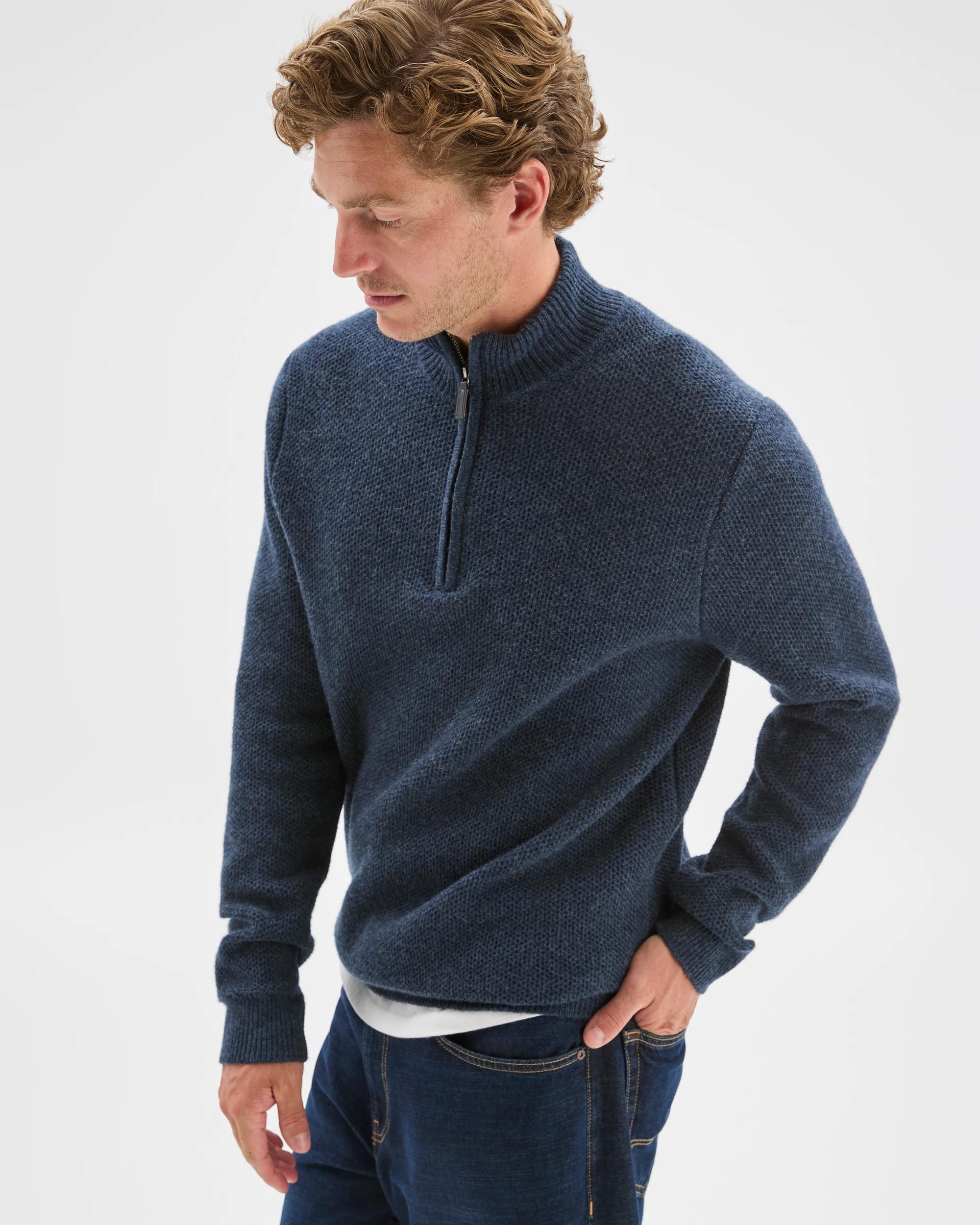 4 Target Man Lambswool 1/2 Zip Knit Jumper NAVY, 4 of 7