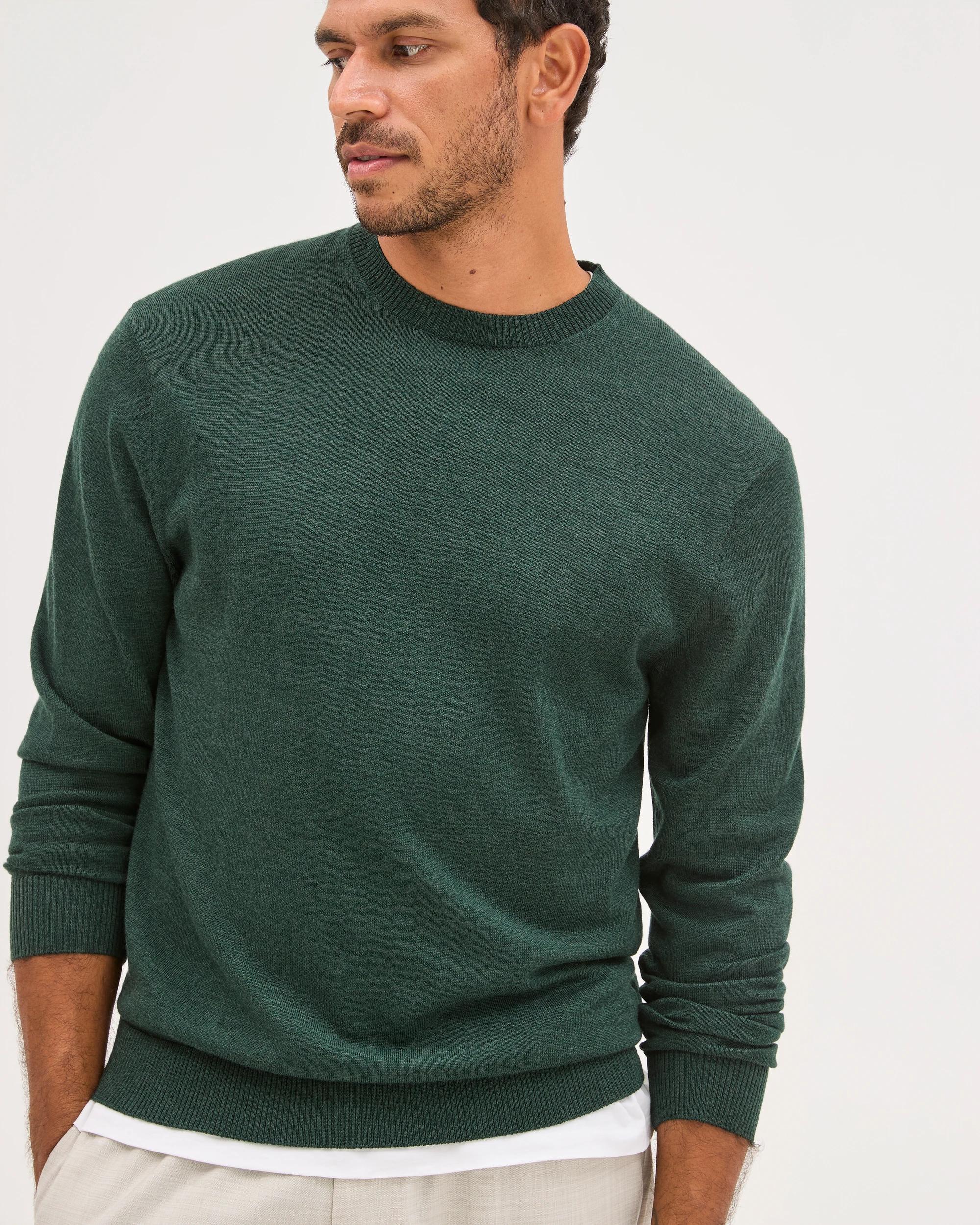 5 Preview Australian Merino Wool Knit Jumper FOREST GREEN, 5 of 7