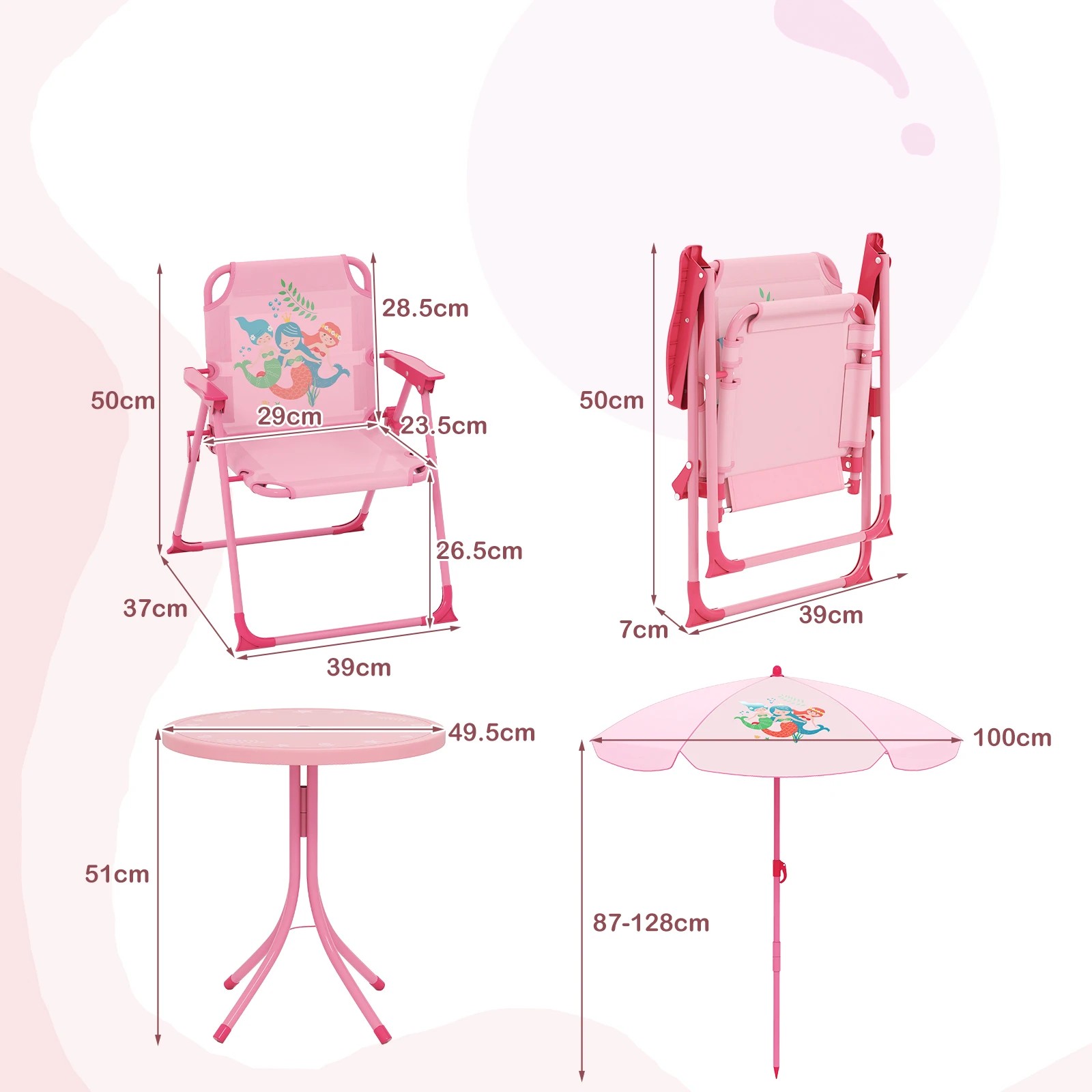 4 Costway 4PCS Kids Patio Furniture Outdoor Activity Table Chairs, 4 of 6