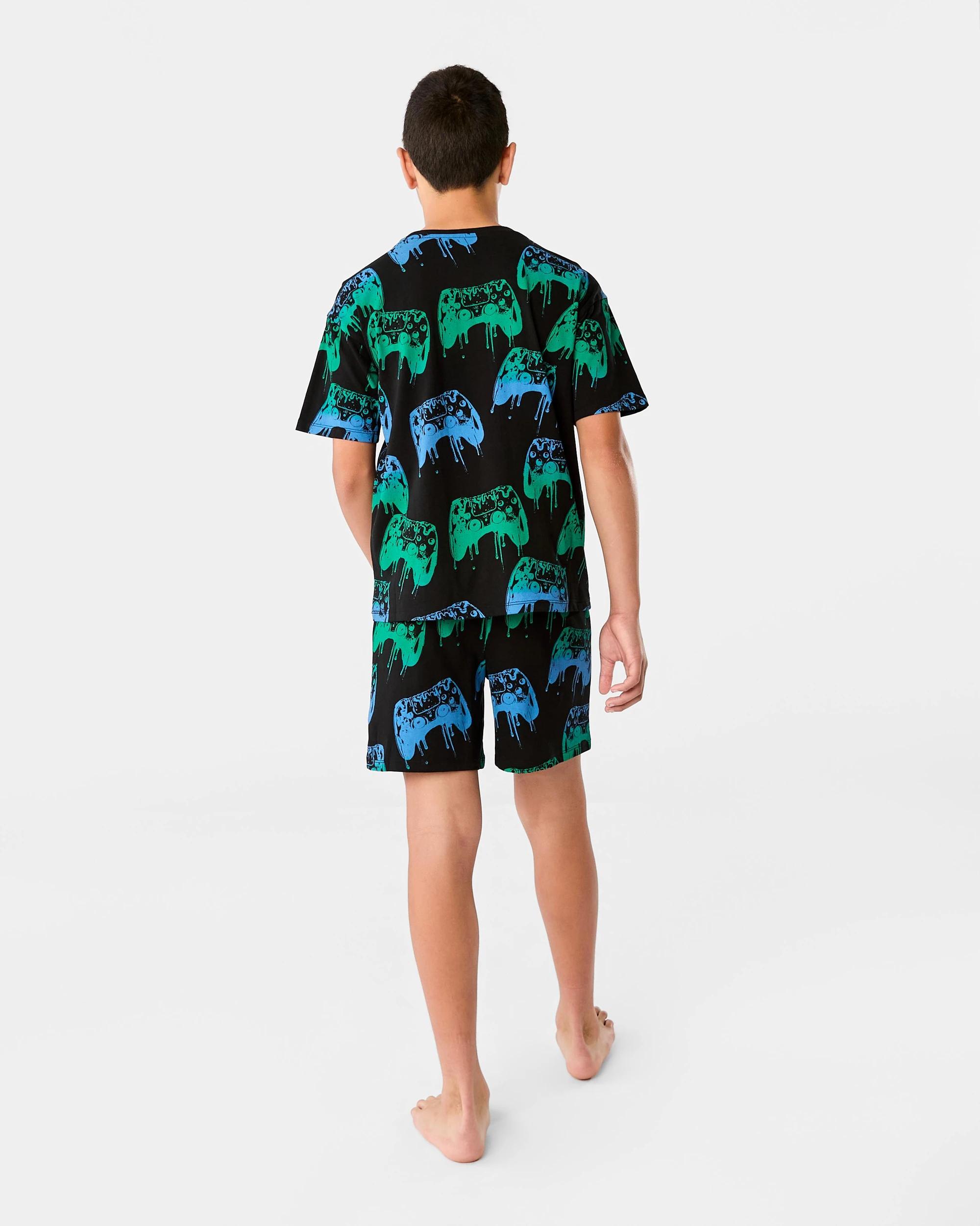 8 Short Sleeve Jersey Pyjama Set Blk Game, 8 of 10