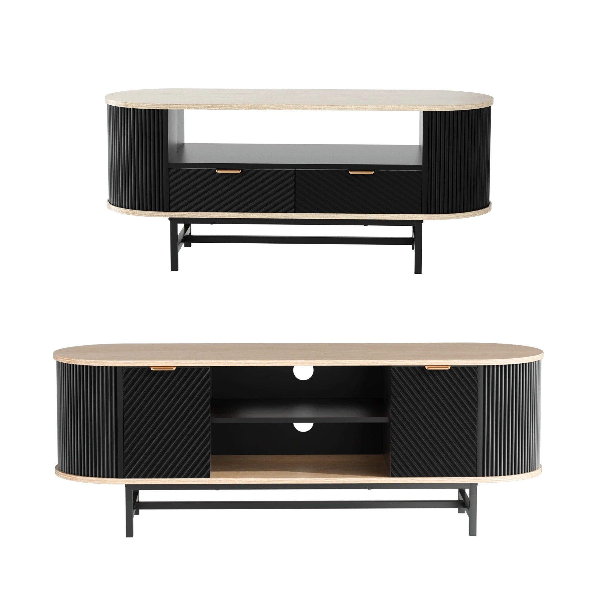 4 Artiss TV Unit & Coffee Table Set Storage Drawers Shelves - Multi, 4 of 9