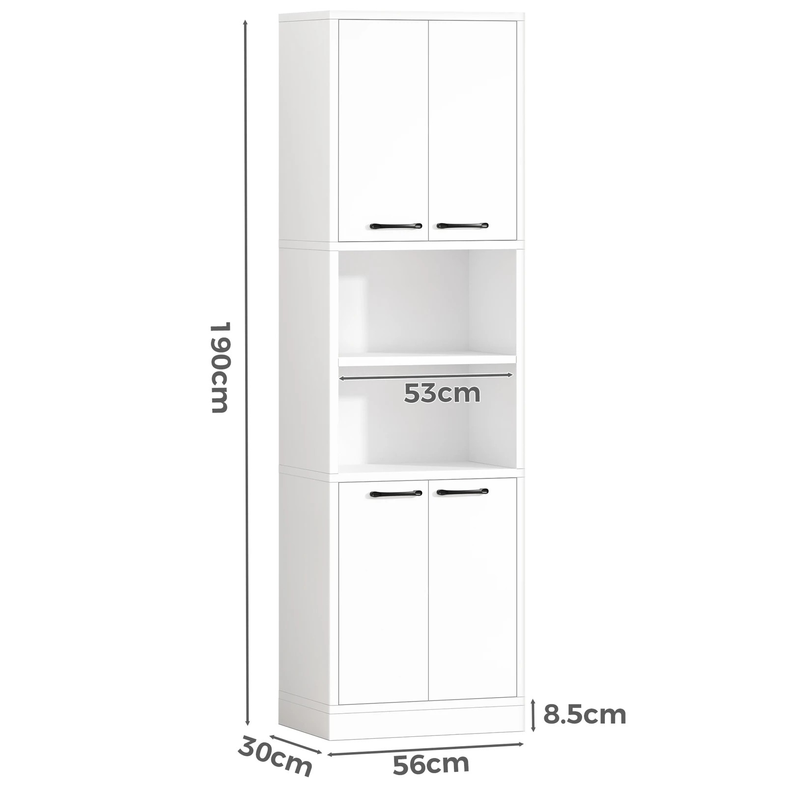 9 Alfordson Buffet Sideboard 190CM Tall Cupboard Kitchen Pantry Storage Cabinet - White, 9 of 10
