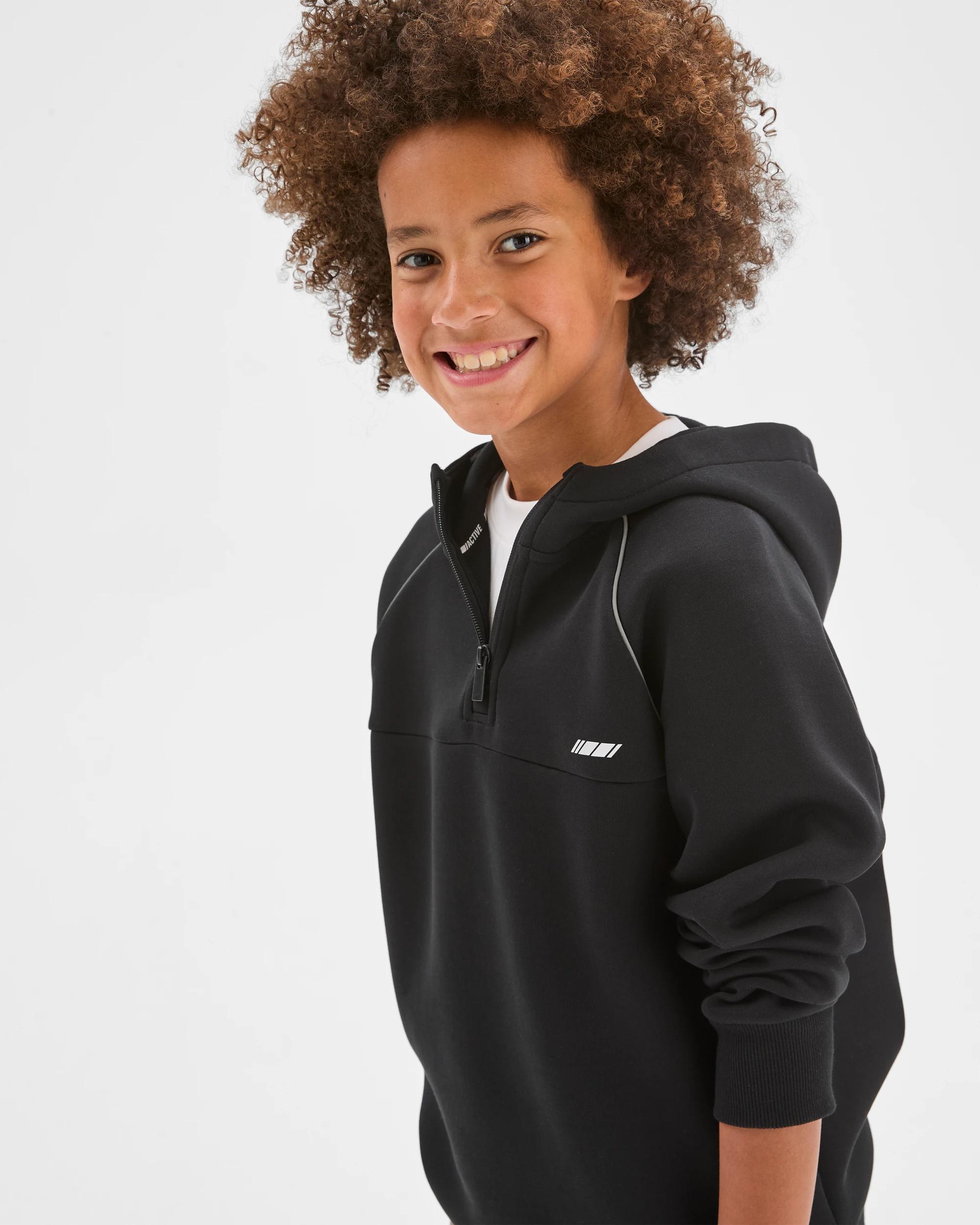 3 Target Kids Active Australian Cotton Blend Popover Hooded Jumper BLACK, 3 of 7