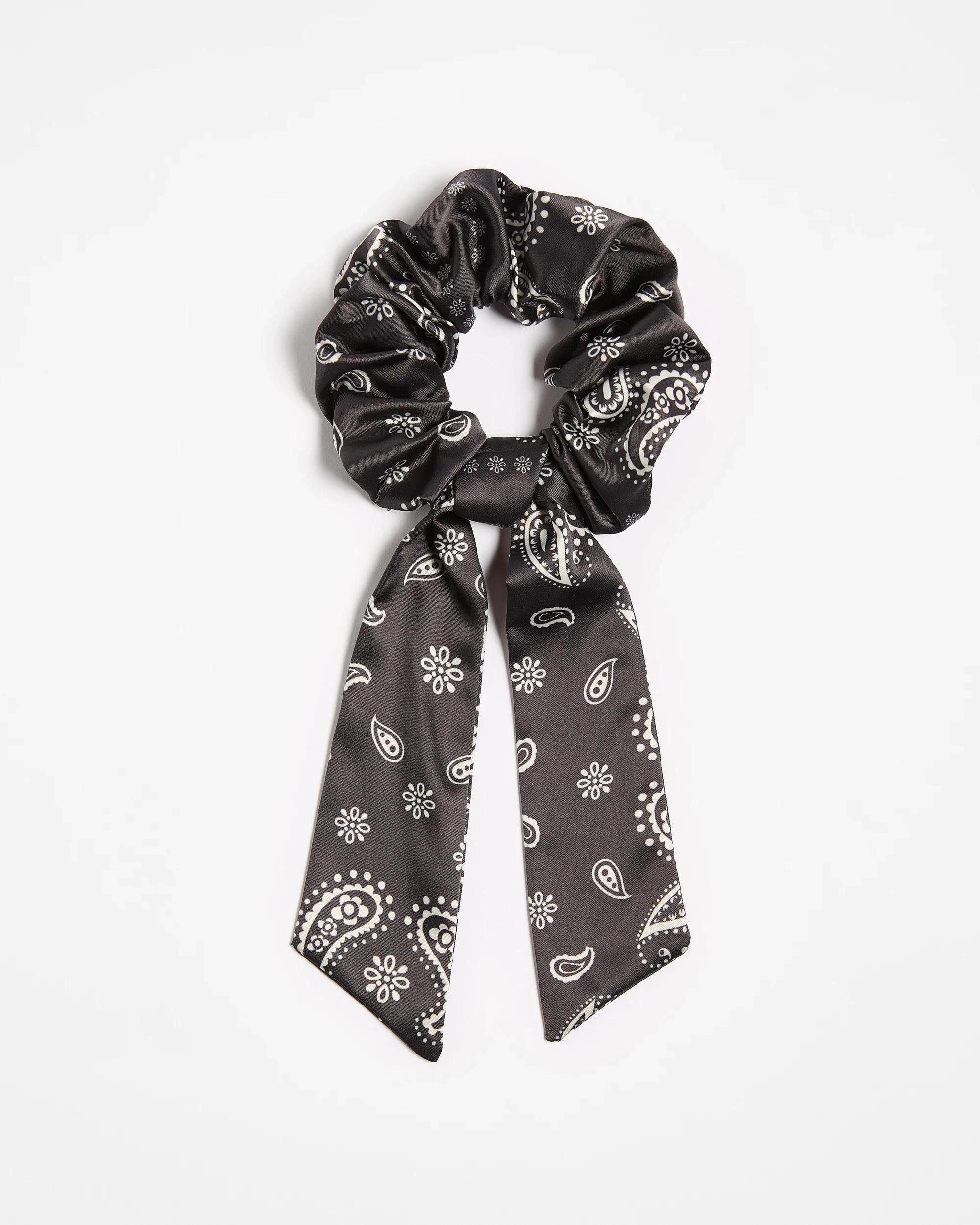 1 Target Printed Paisley Bandana Tie Scrunchie BLACK, 1 of 1