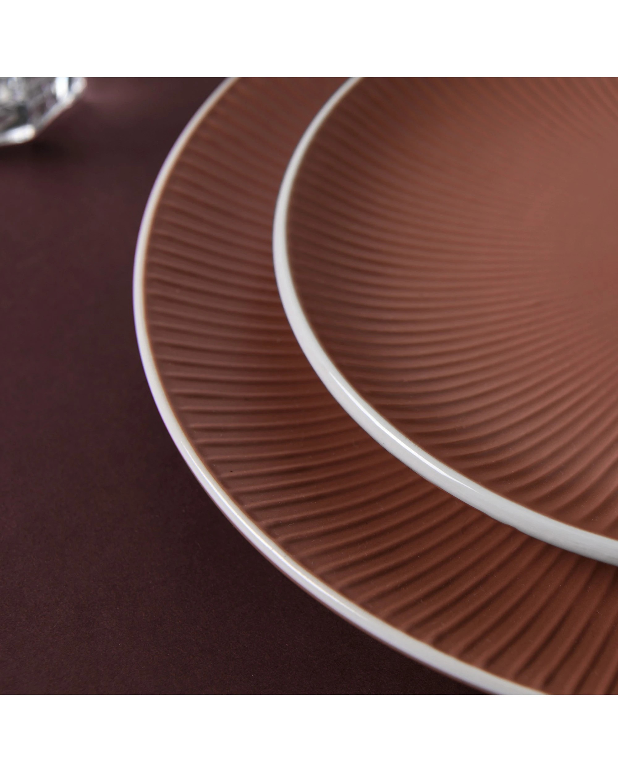 4 Cadence & Co. Maze 12-Piece Ribbed Matte Glaze Dinner Set 4 person - Terracotta, 4 of 7