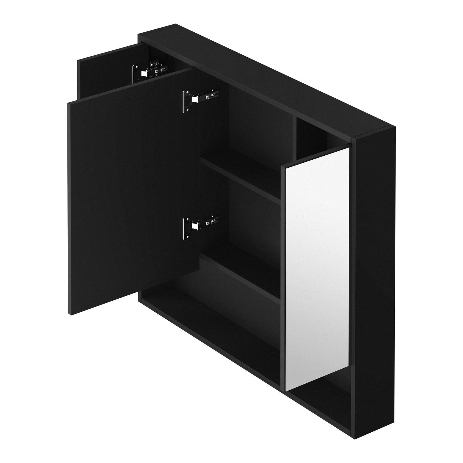 6 Welba Bathroom Mirror Cabinet Storage 900x750mm - Black, 6 of 7