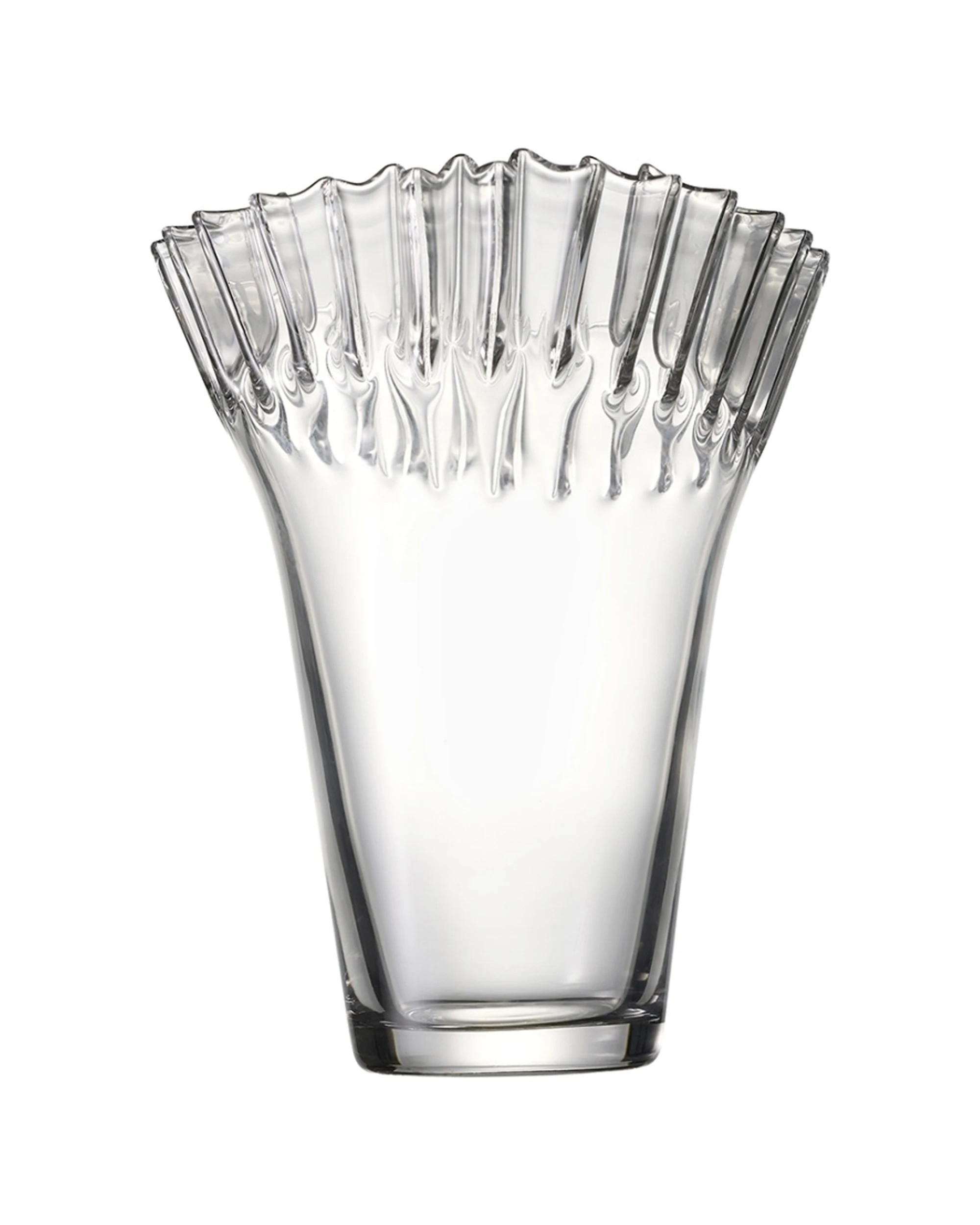 1 Ecology Tousle Decorative Edges Fluted Flower Vase 29cm Soda Glass - White, 1 of 1