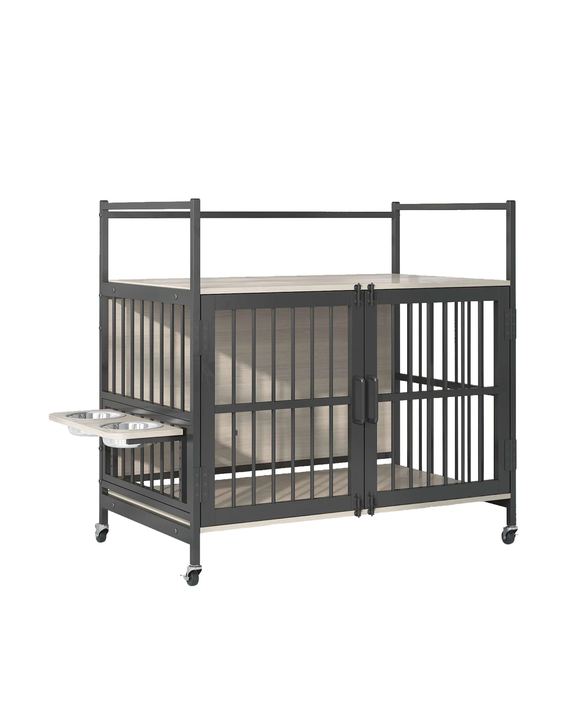5 Advwin Dog Crate Furniture with 2 Bowls Heavy Duty Dog Kennel, 5 of 7