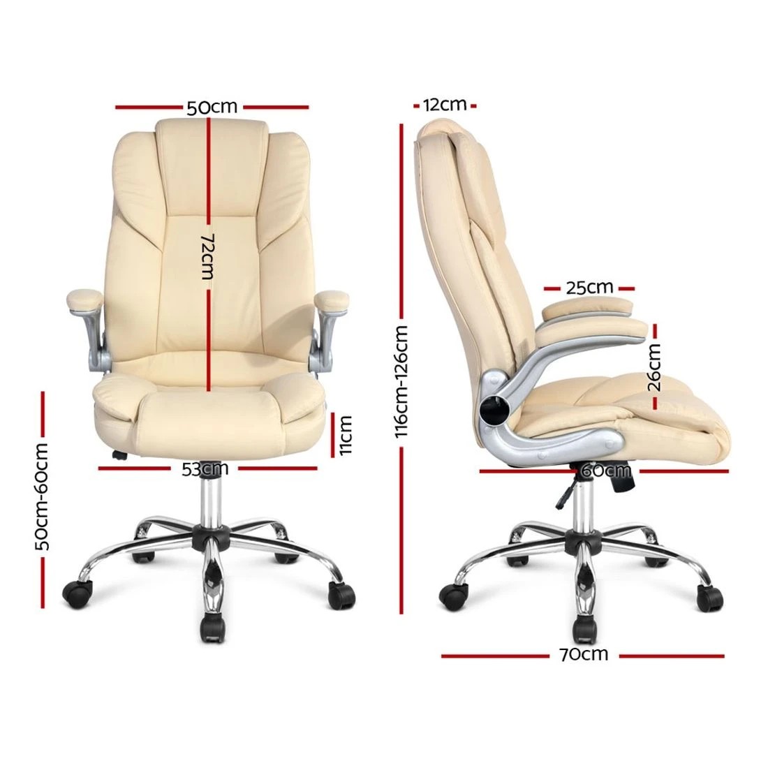 7 Artiss Executive Office Chair Leather Tilt Beige - Beige, 7 of 7