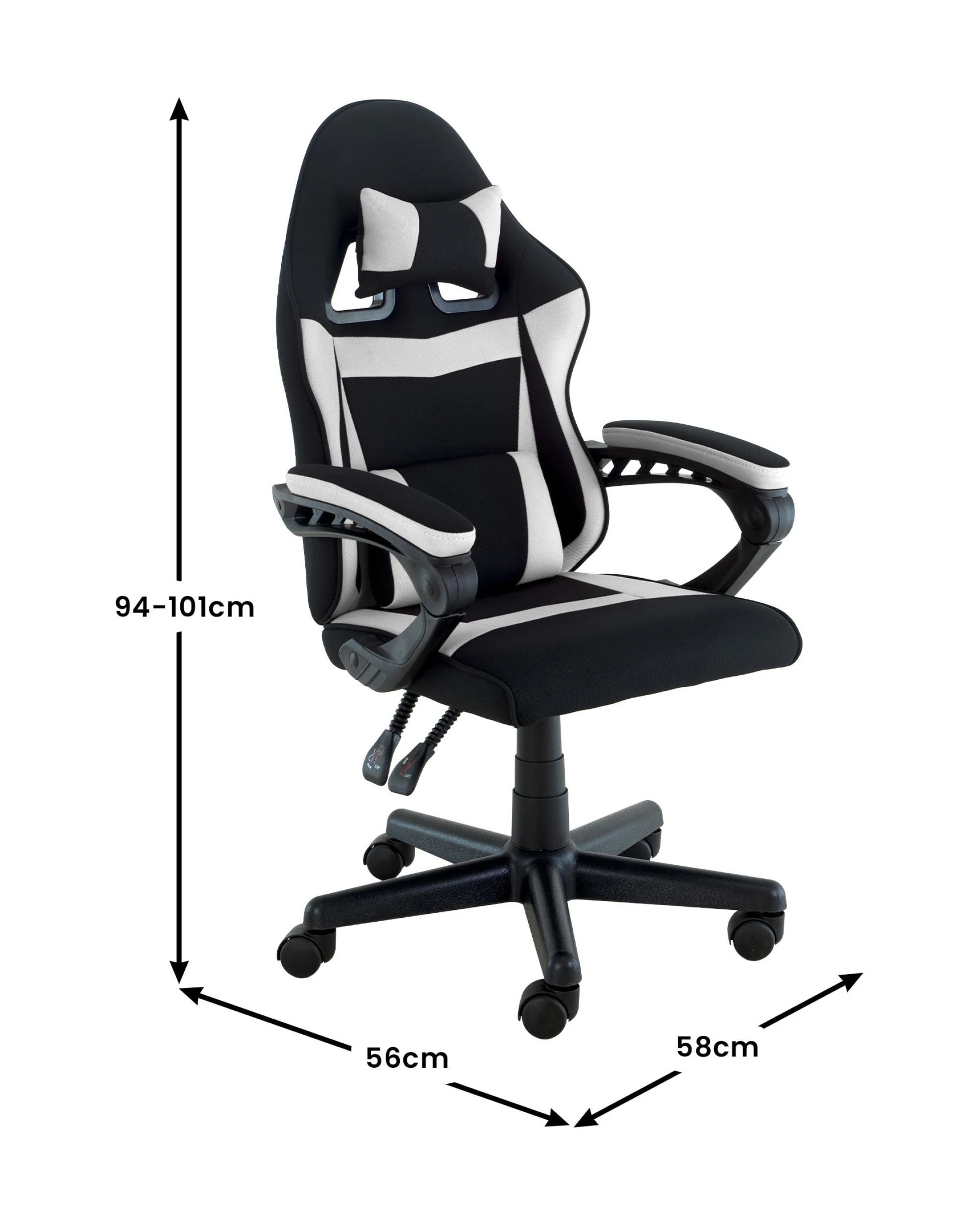 2 Sarantino Antre Kids Study Gaming Chair Black White Computer Seat Adjustable Height Ergonomic Support, Padded Armrest, 2 of 6
