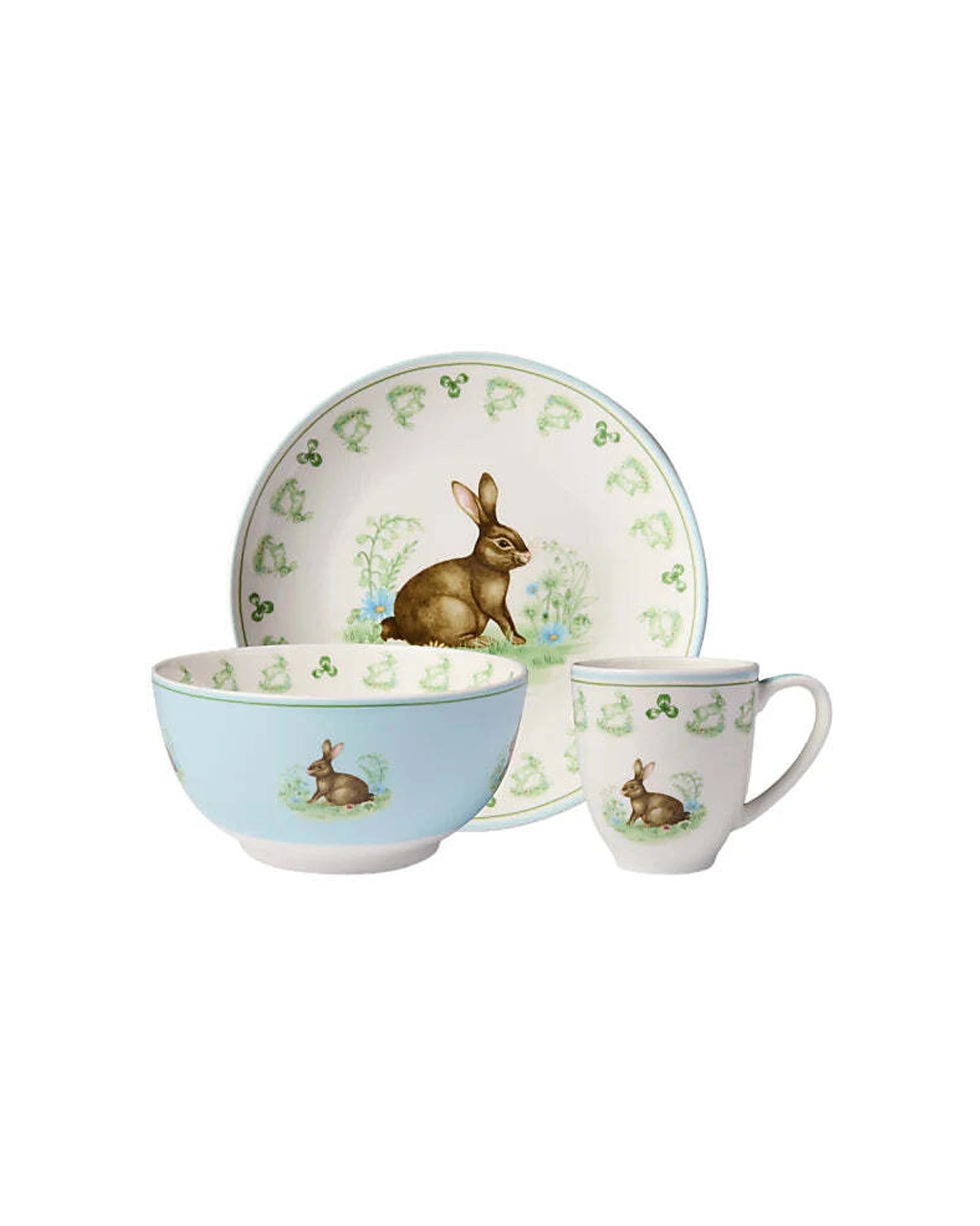 1 Maxwell & Williams 3pc Clover & Cottontail Children's Bunny Porcelain Dinner Set - Multi, 1 of 5