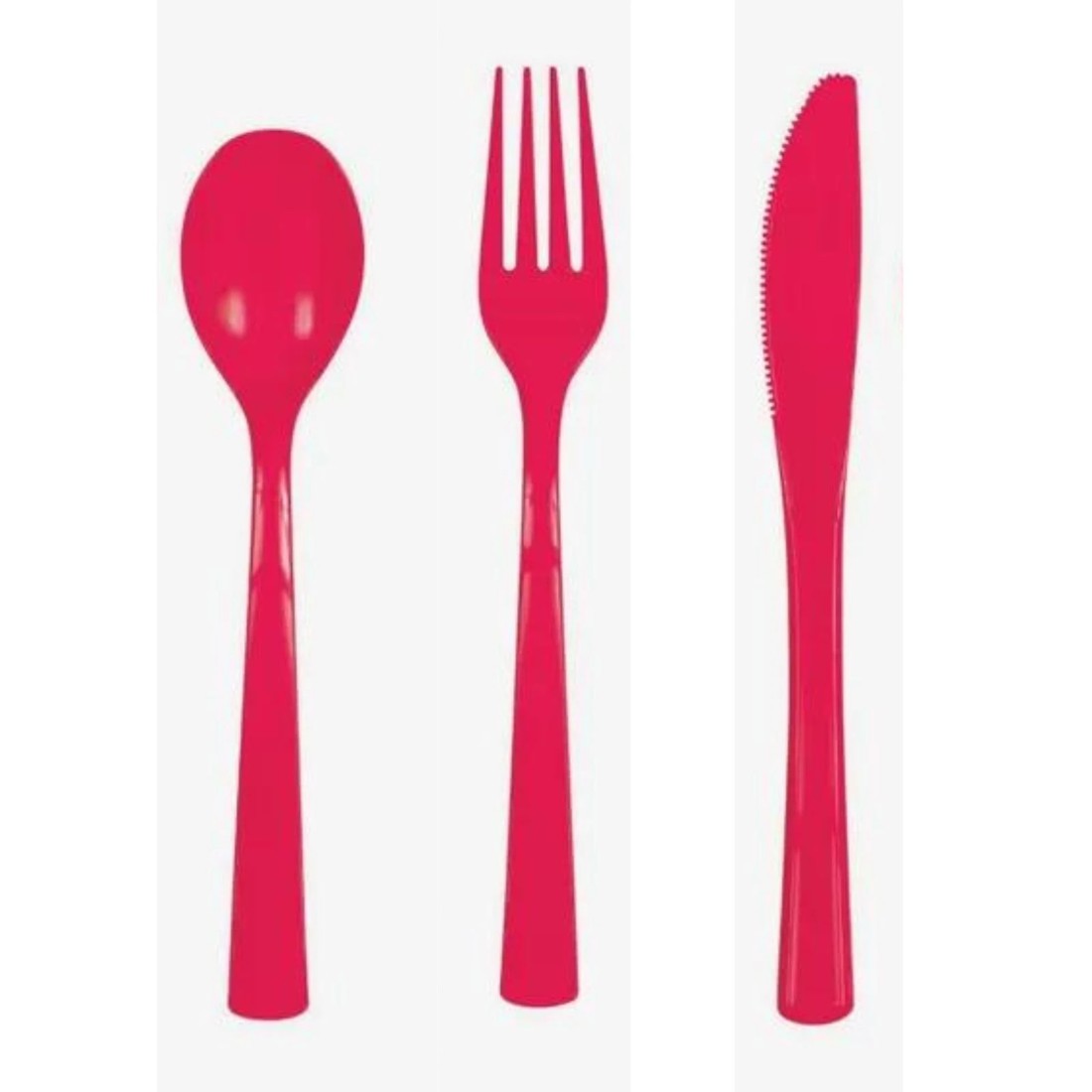 1 Unique Red Reusable Plastic Cutlery (Pack of 18), 1 of 2