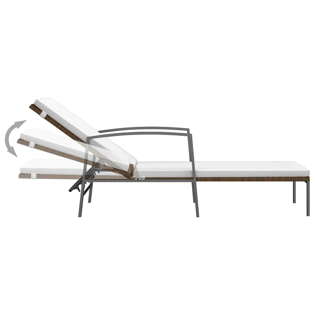 6 vidaXL Sun lounger Adjustable Armrests - Brown, 6 of 7