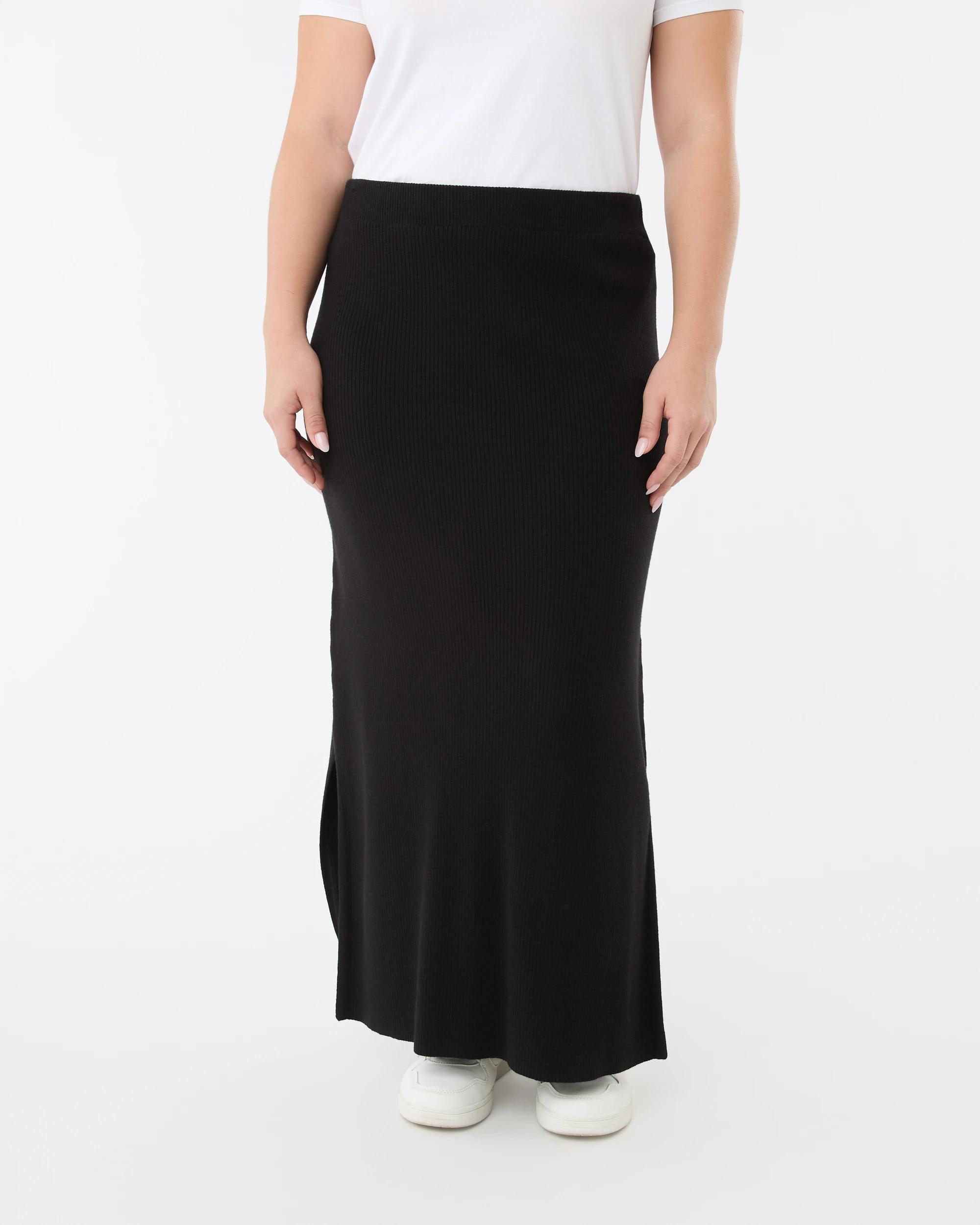 1 Maternity Rib Column Skirt Black, 1 of 5