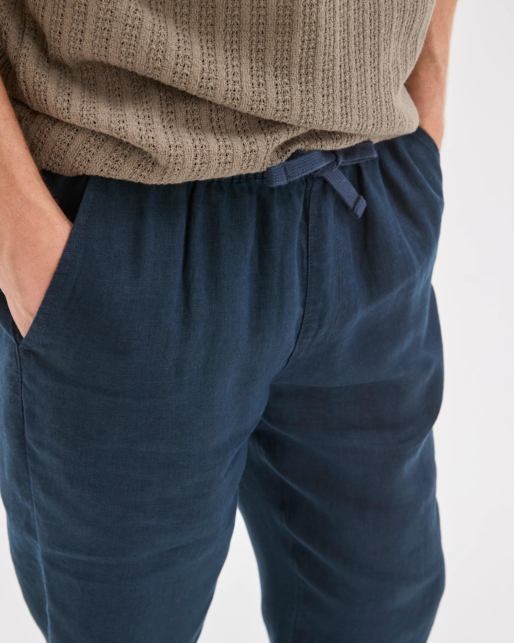 5 Target Man European Linen Full Length Pants NAVY, 5 of 7