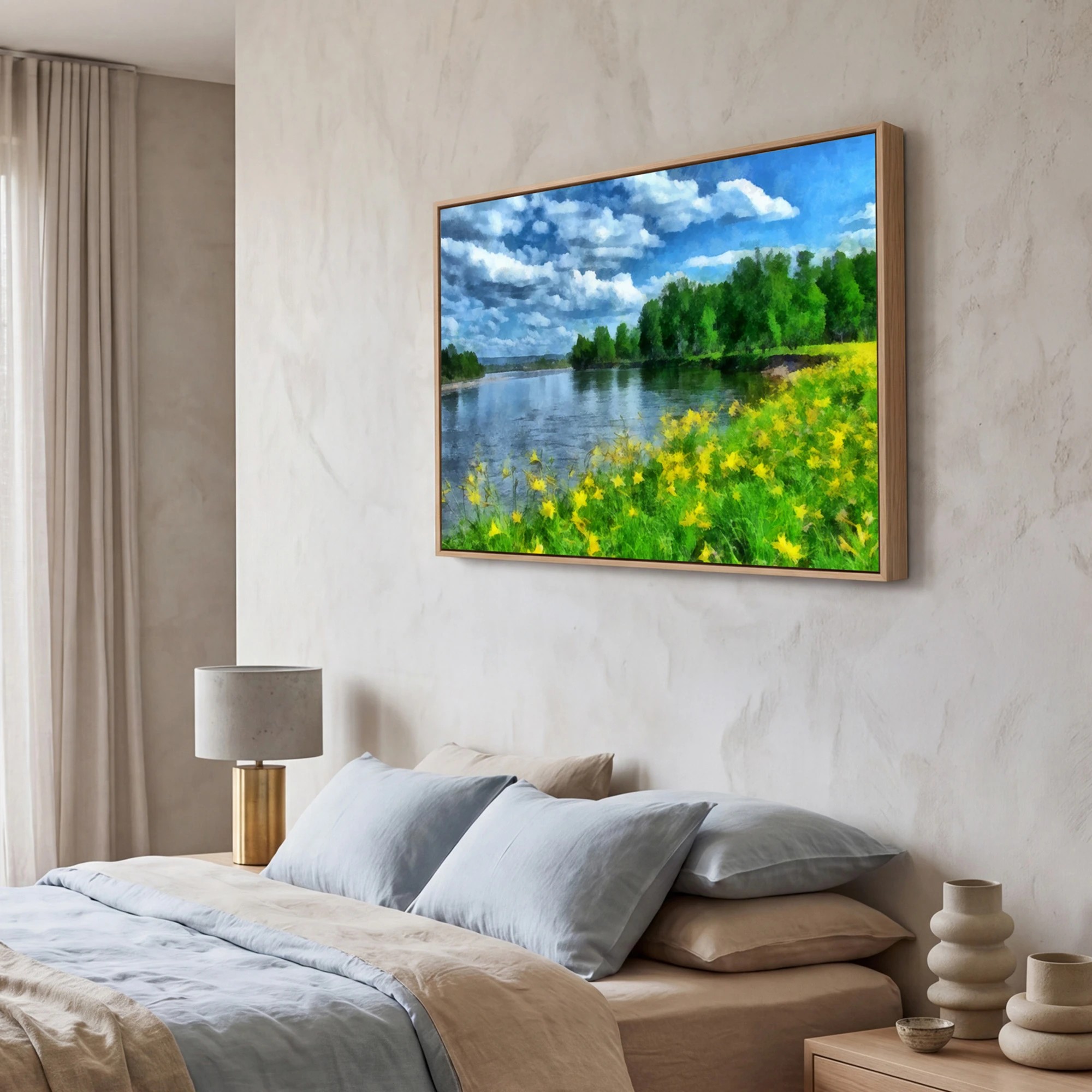 7 Yezi Modern Canvas Wall Art Framed Landscape Painting Large Wall Decor 80x120cm, 7 of 8