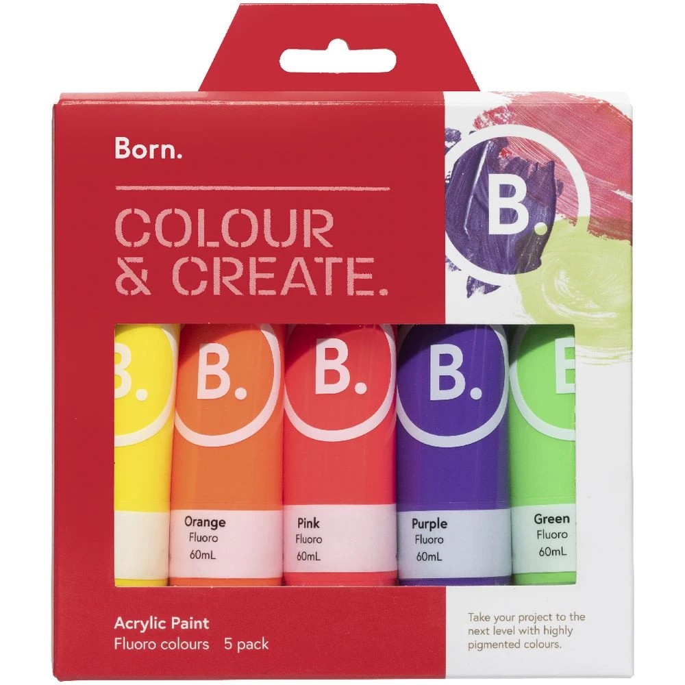 2 Born Acrylic Paints 60mL Fluoro Colours 5 Pack, 2 of 6