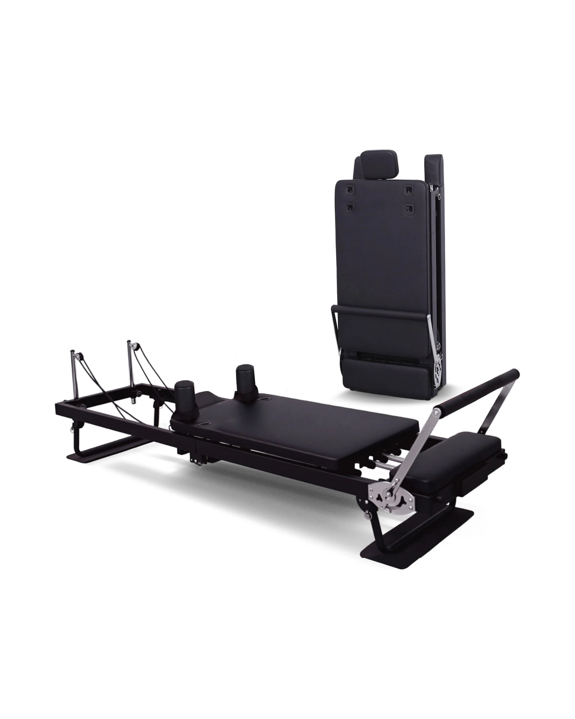 1 Powertrain Aria Pilates Reformer Machine Steel Foldable Home Gym Equipment Exercise Trainer Black, 1 of 6