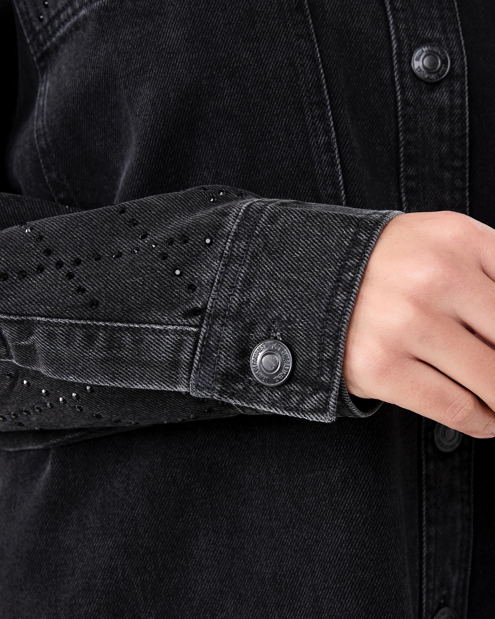 8 Long Sleeve Diamante Denim Shirt Black Wash, 8 of 10